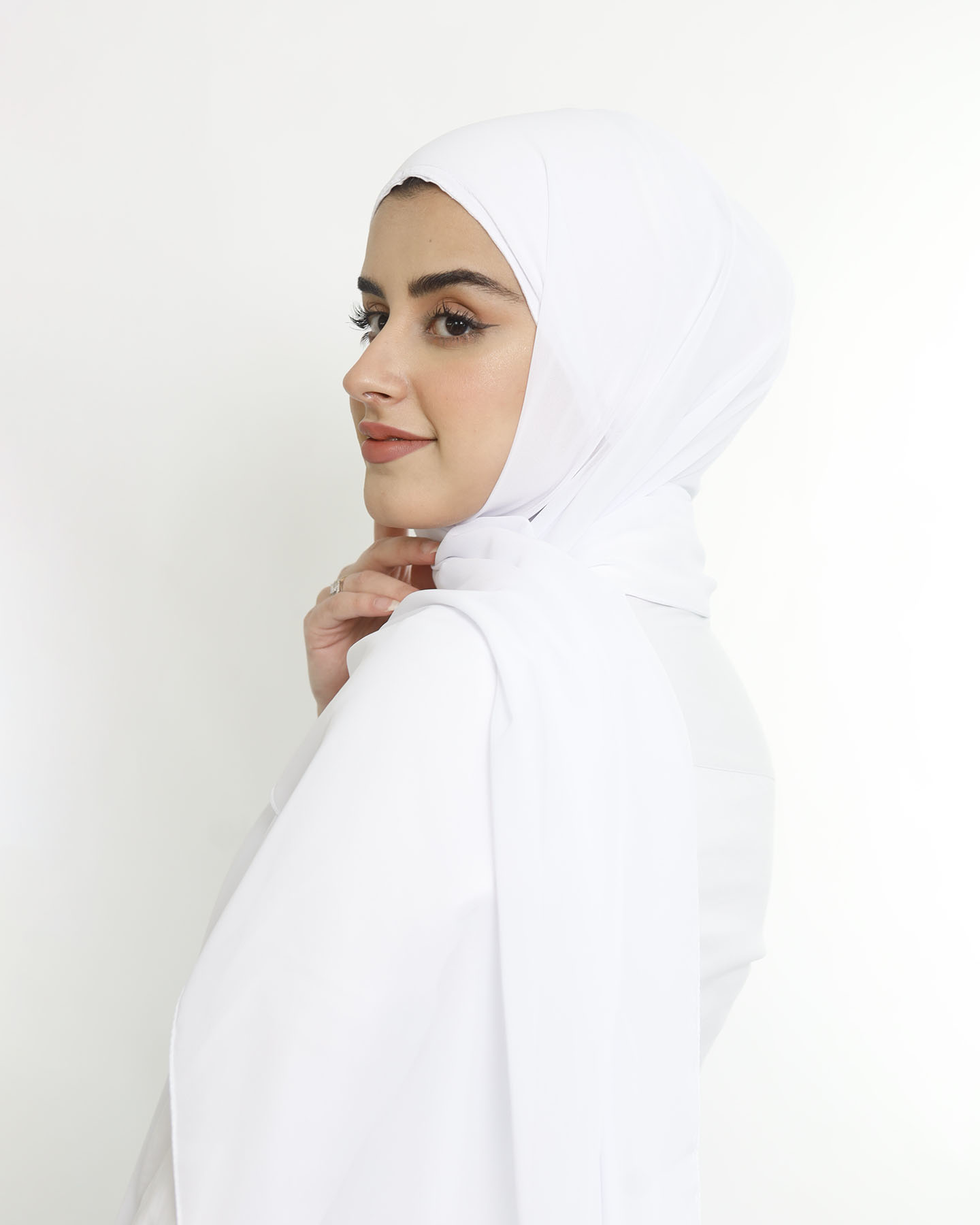 Hijab - Instant Chiffon With Cap - White - 2
