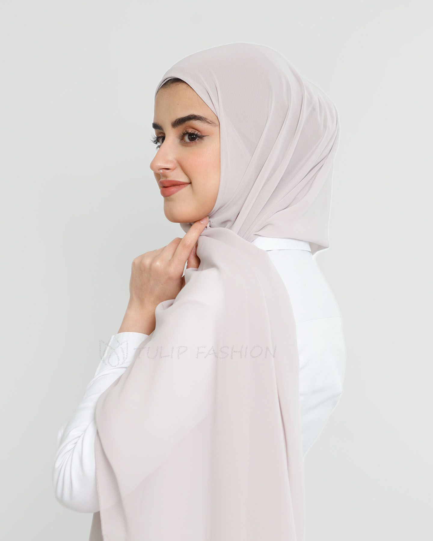 Hijab - Instant Chiffon With Cap - Pearl White - 2