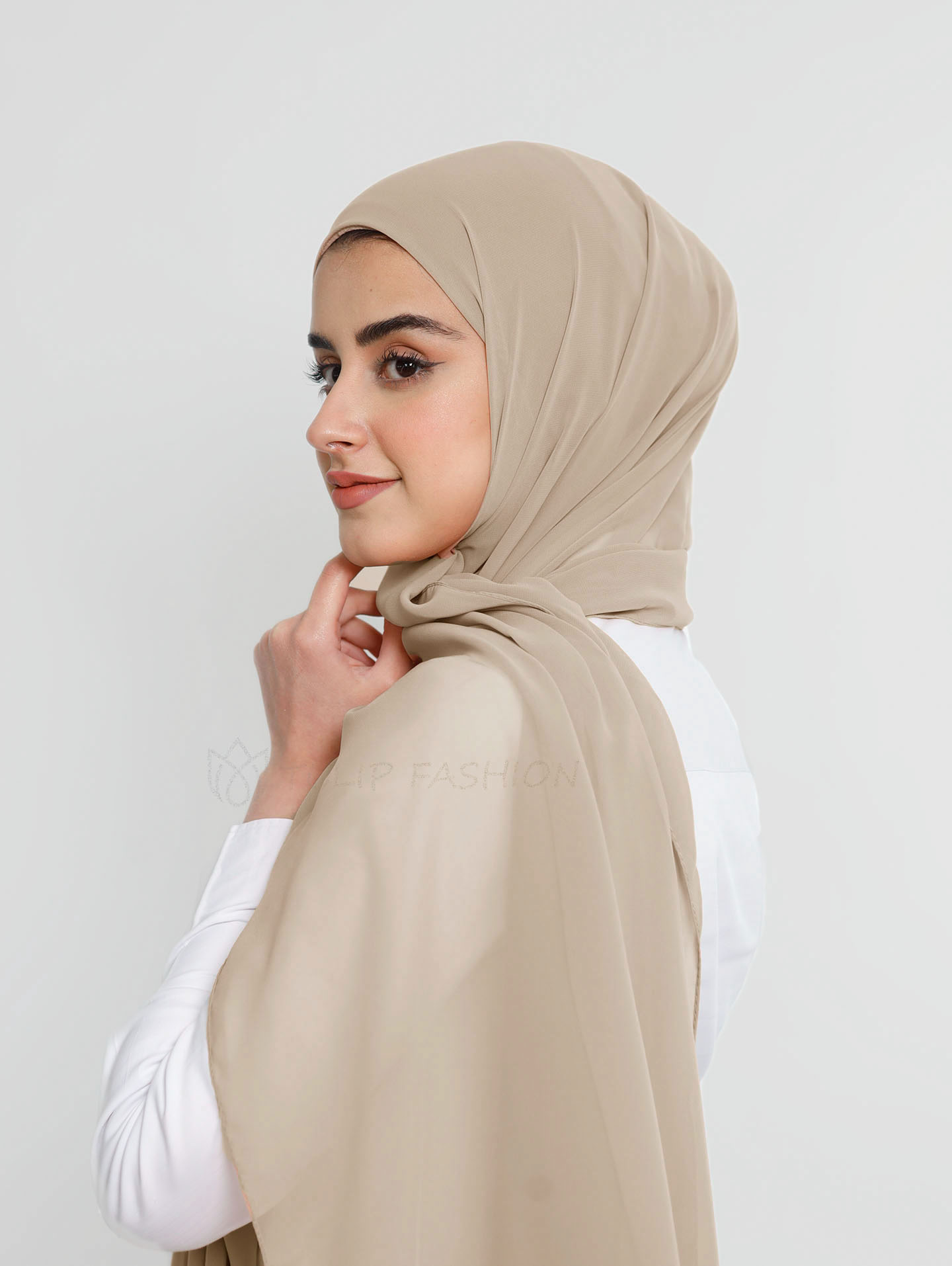 Hijab - Instant Chiffon With Cap - Nude Beige - 2