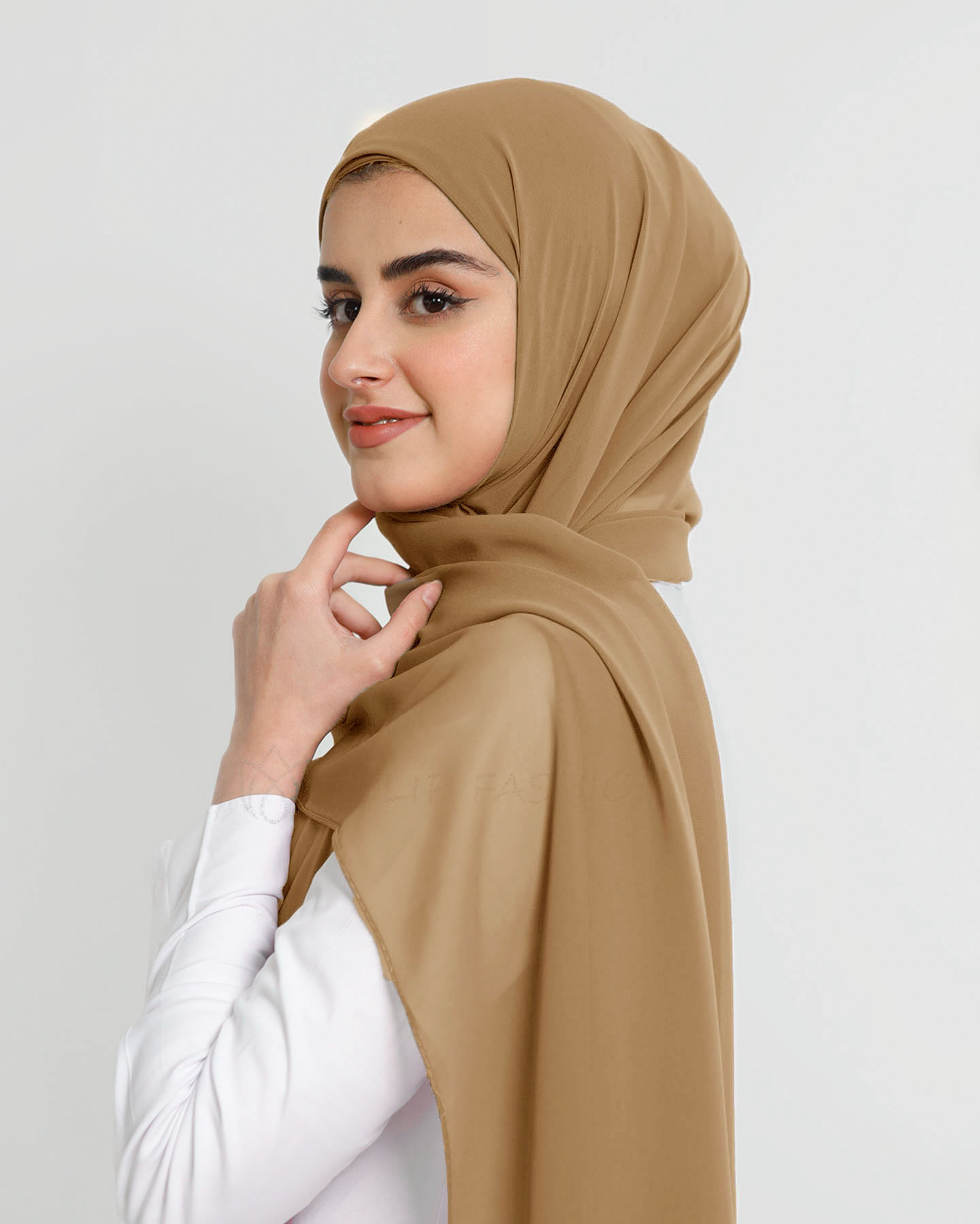 Hijab - Instant Chiffon With Cap - Cacao Brown - 2