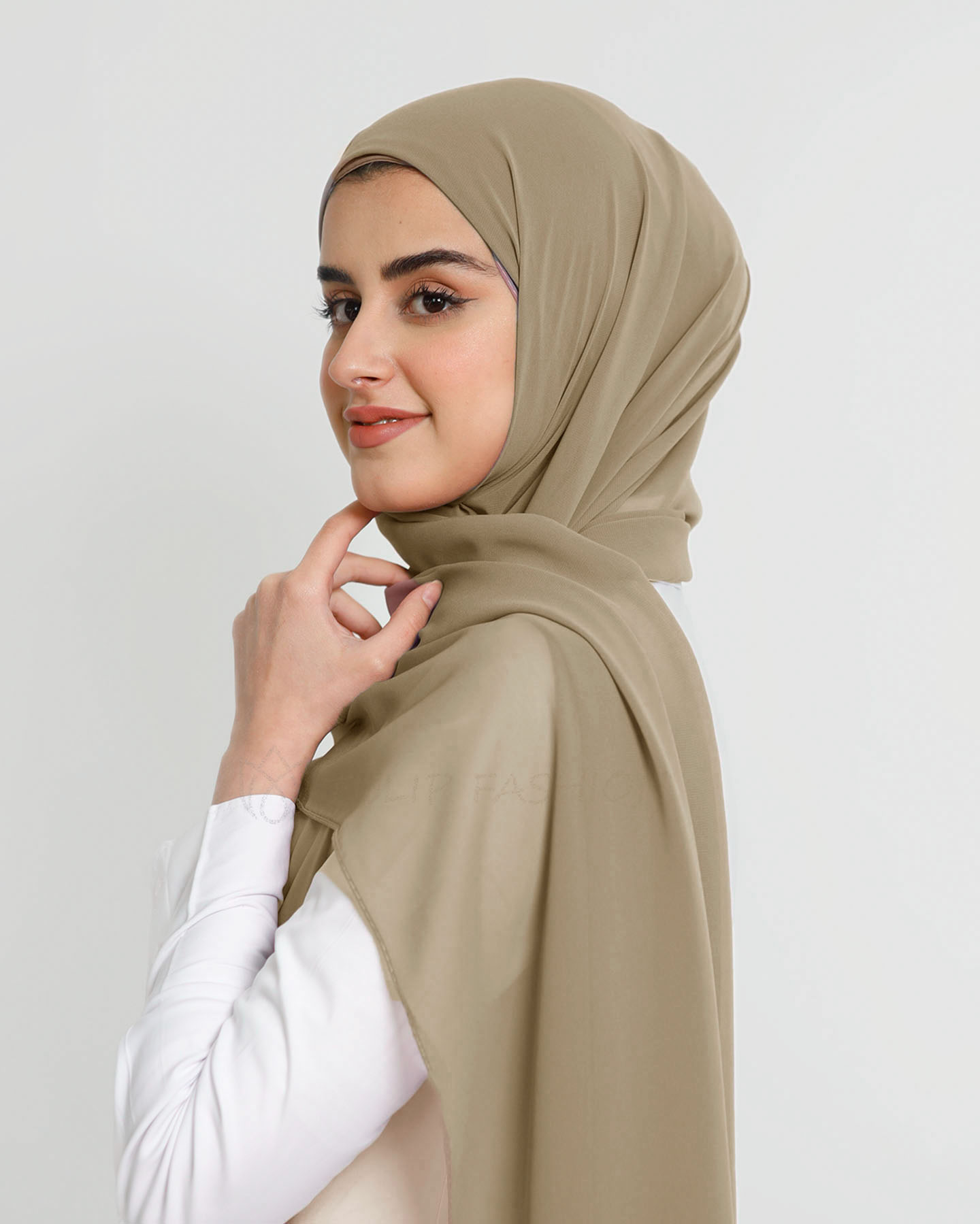 Hijab - Instant Chiffon With Cap - Taupe - 2