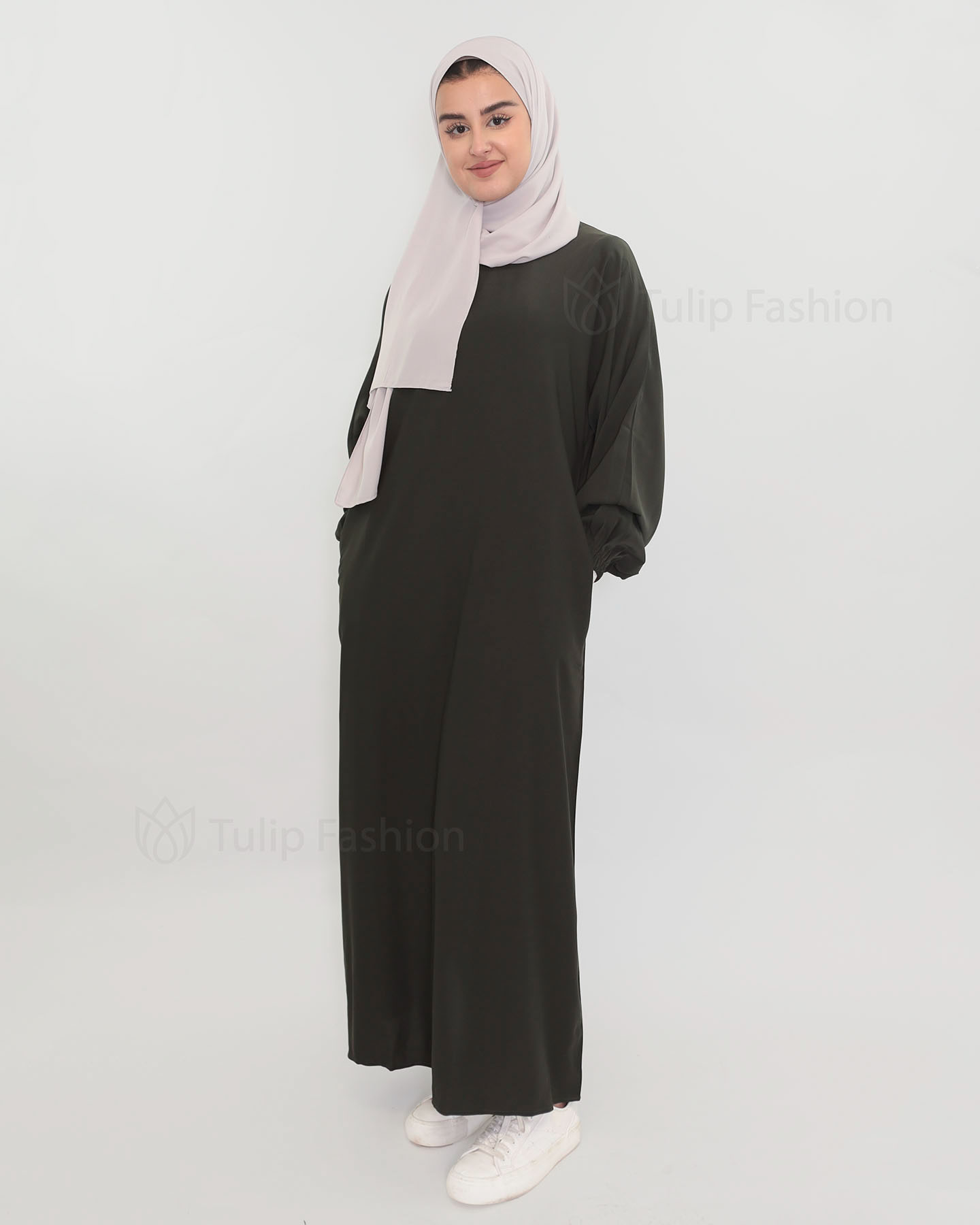 Zaina  Abaya - Olive Green - 4