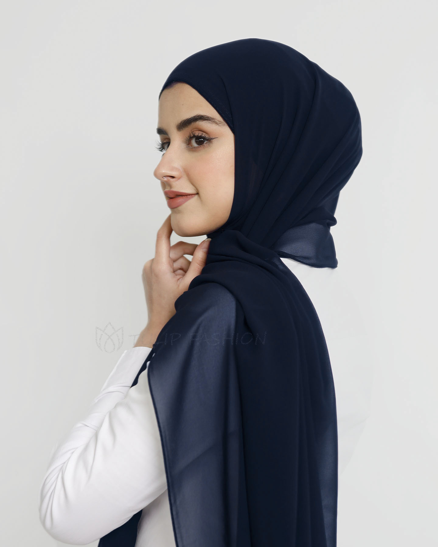 Hijab - Instant Chiffon With Cap - Midnight Blue - 2