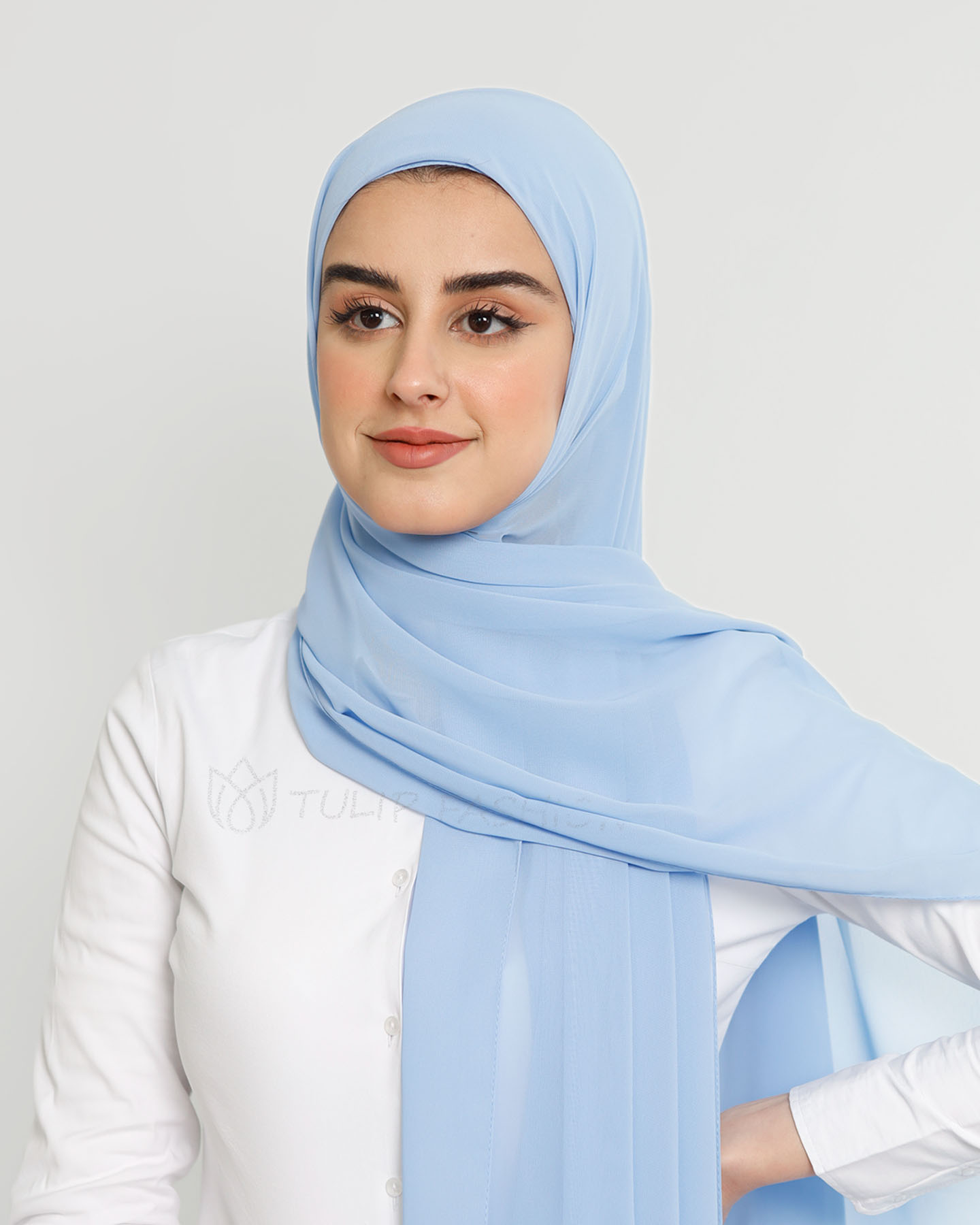 Hijab - Instant Chiffon With Cap - Sky Blue