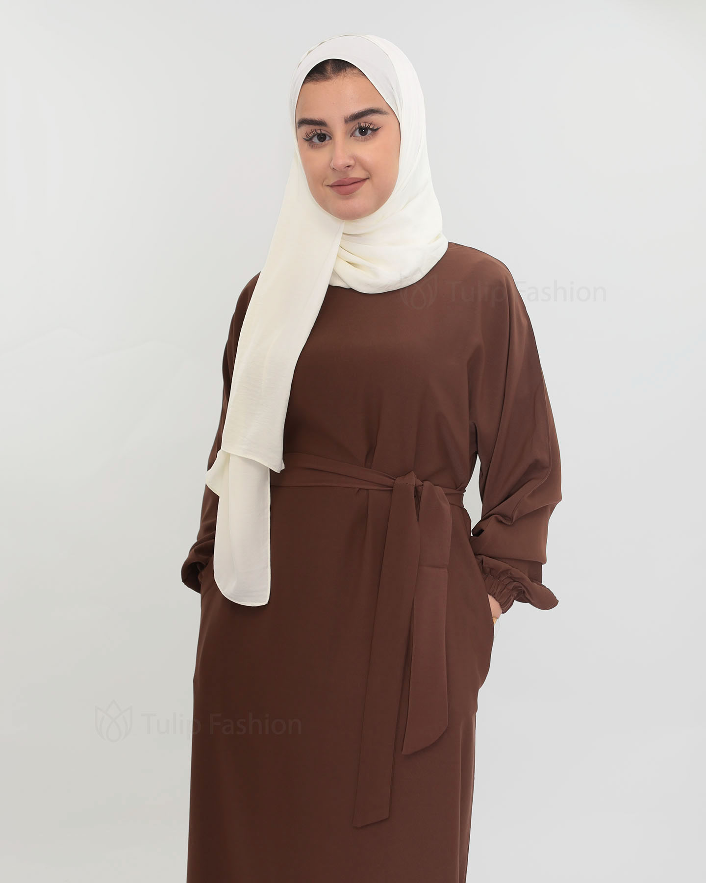 Zaina  Abaya - Dark Brown - 3