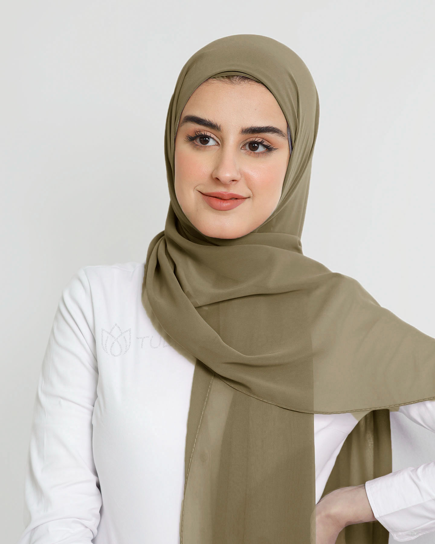 Hijab - Instant Chiffon With Cap - Sepia