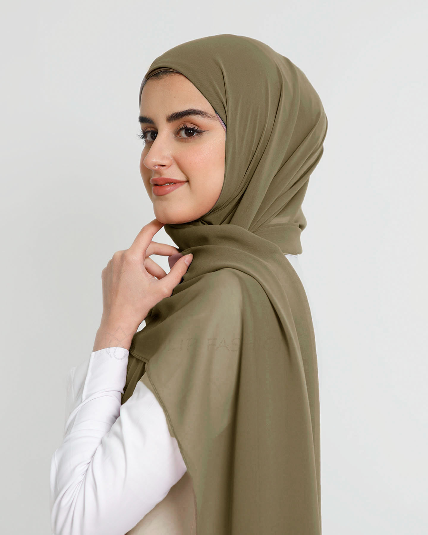 Hijab - Instant Chiffon With Cap - Sepia - 2