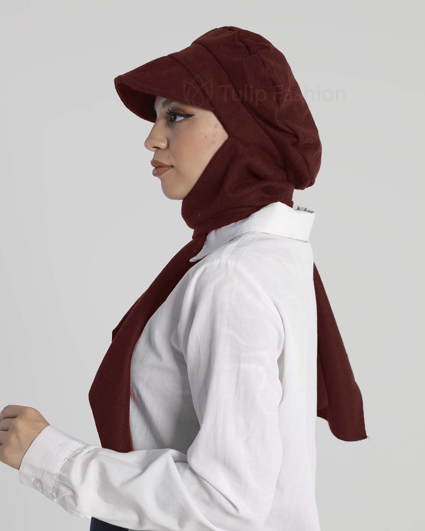 Mössa med sjal - Casandra - Maroon - 2