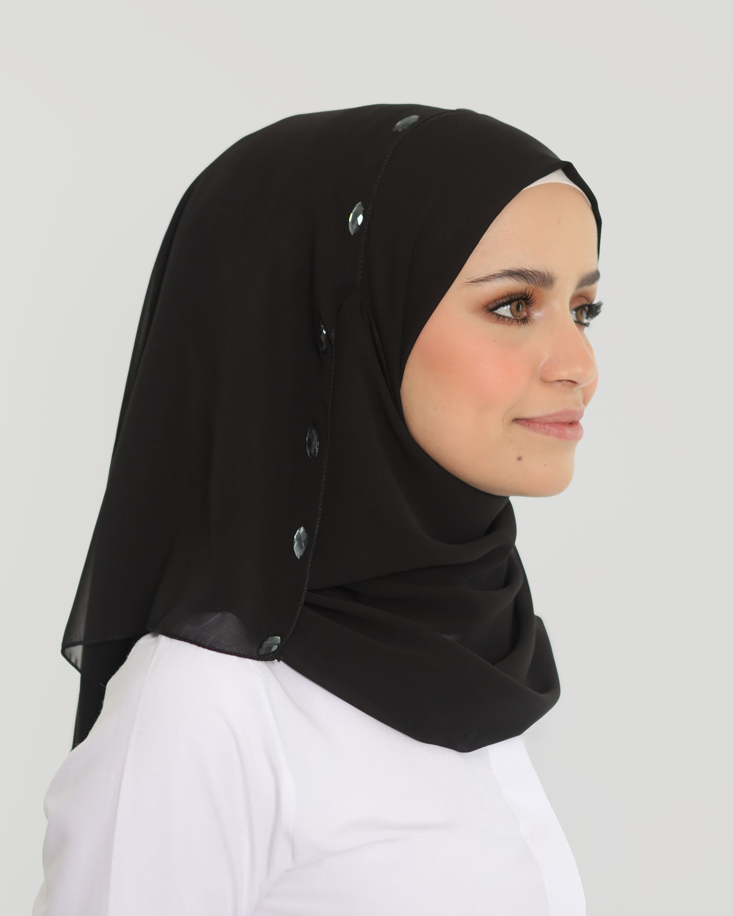 Hijab - Instant Chiffon Loop crystal - Black - 2