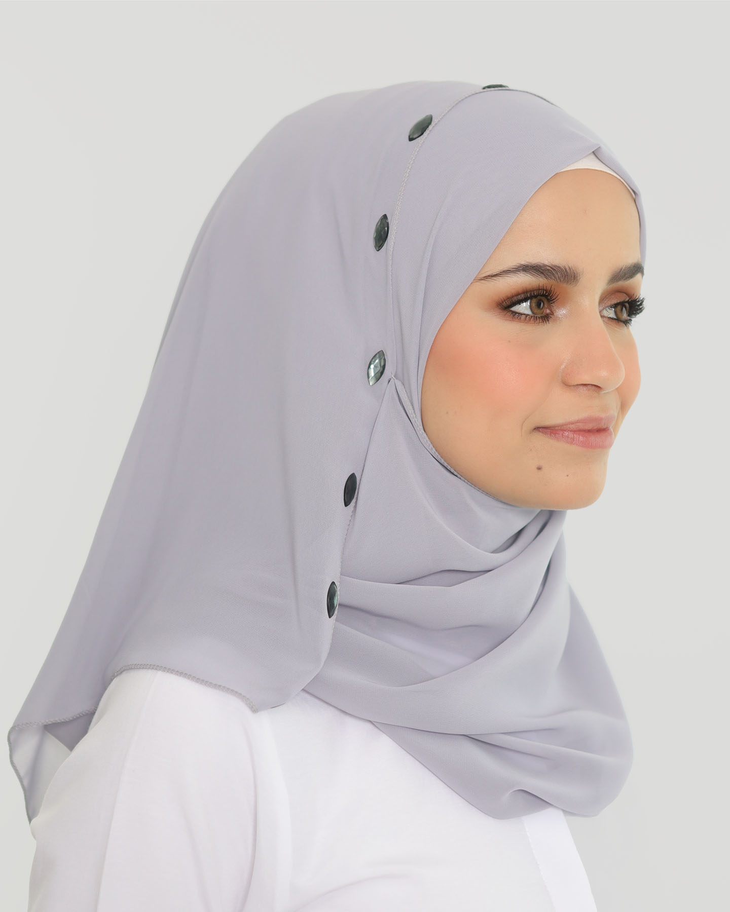 Hijab - Instant Chiffon Loop crystal - Gray - 2