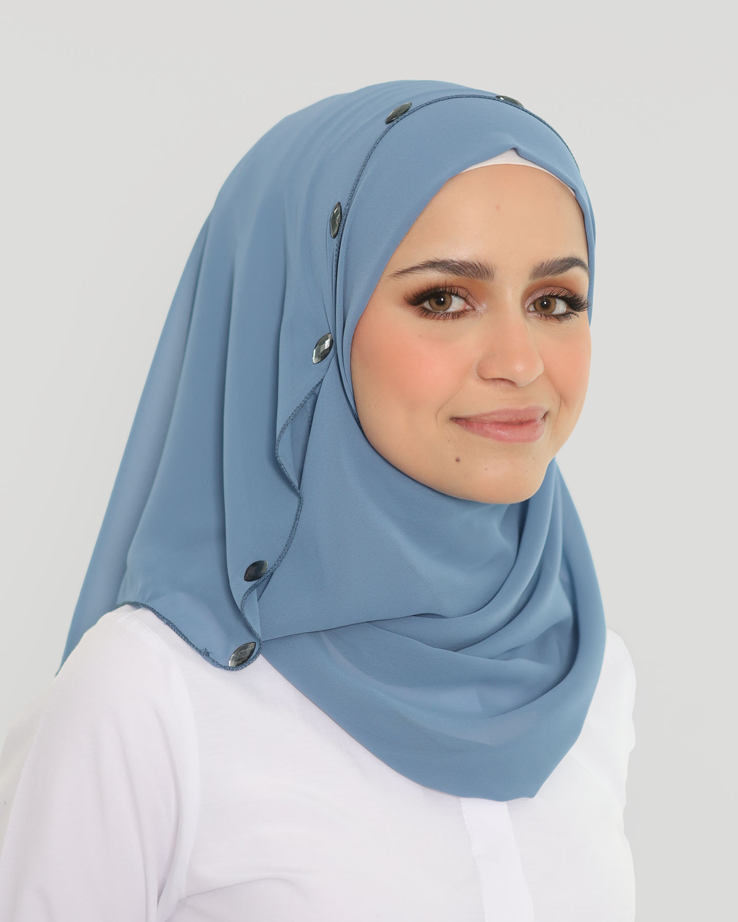 Hijab - Instant Chiffon Loop crystal - Ocean Blue