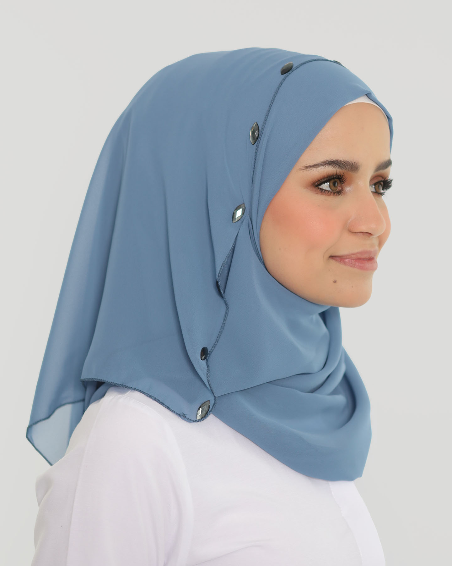 Hijab - Instant Chiffon Loop crystal - Ocean Blue - 2