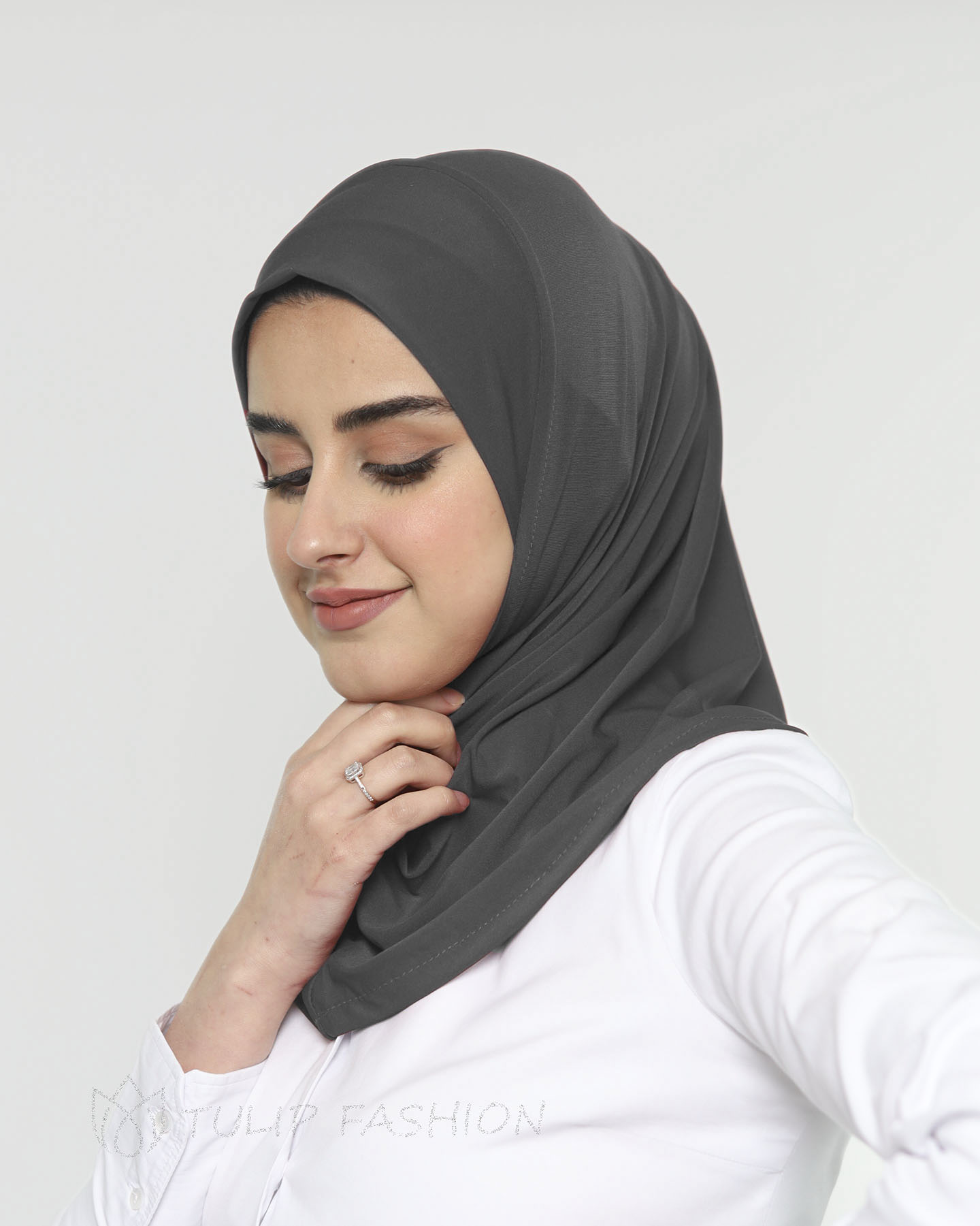 Hijab - Al Amira Lycra - One Piece - Dark Gray