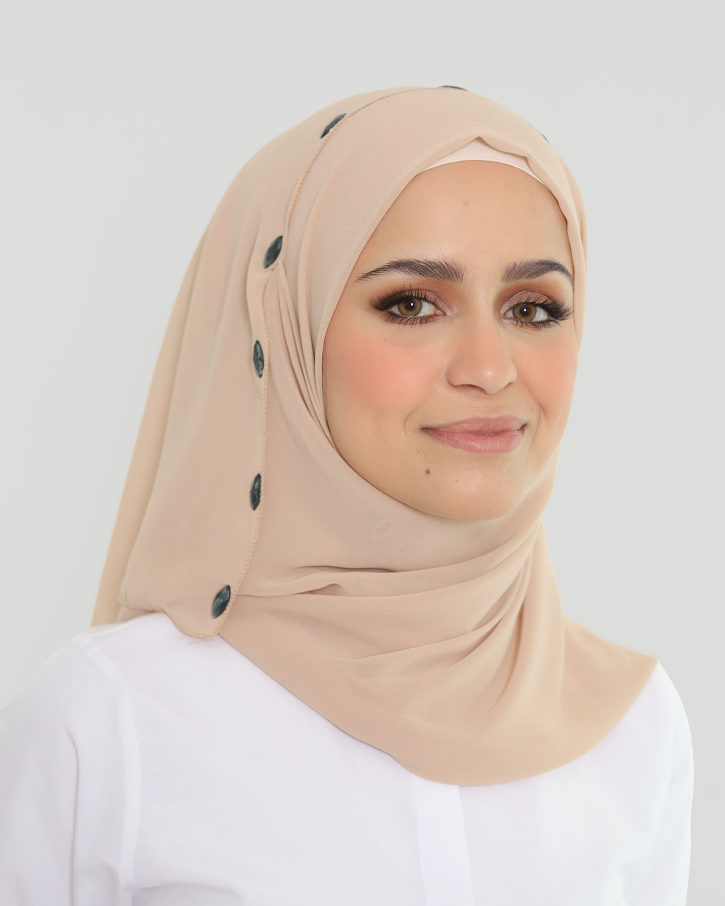 Hijab - Instant Chiffon Loop crystal - Beige