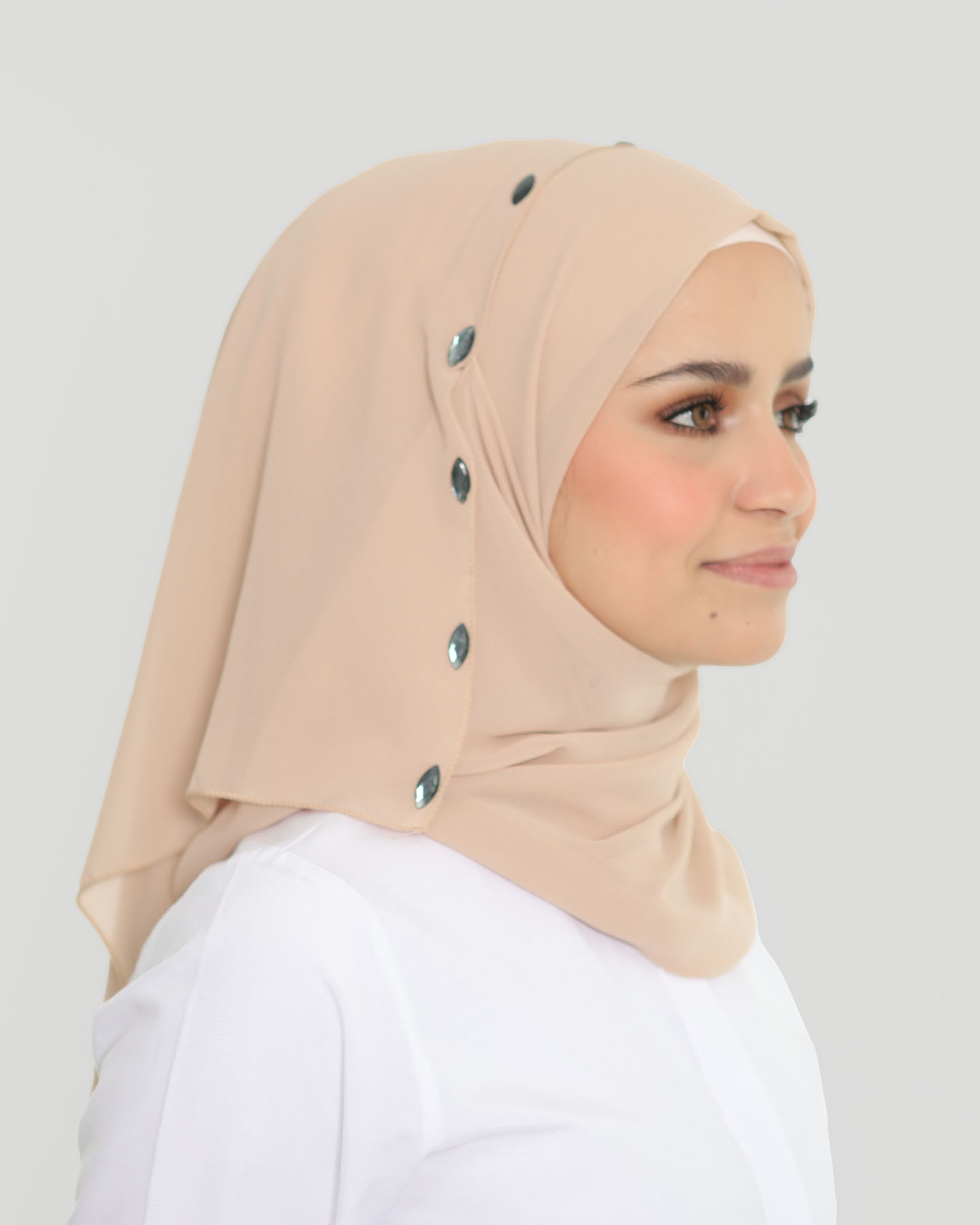Hijab - Instant Chiffon Loop crystal - Beige - 2
