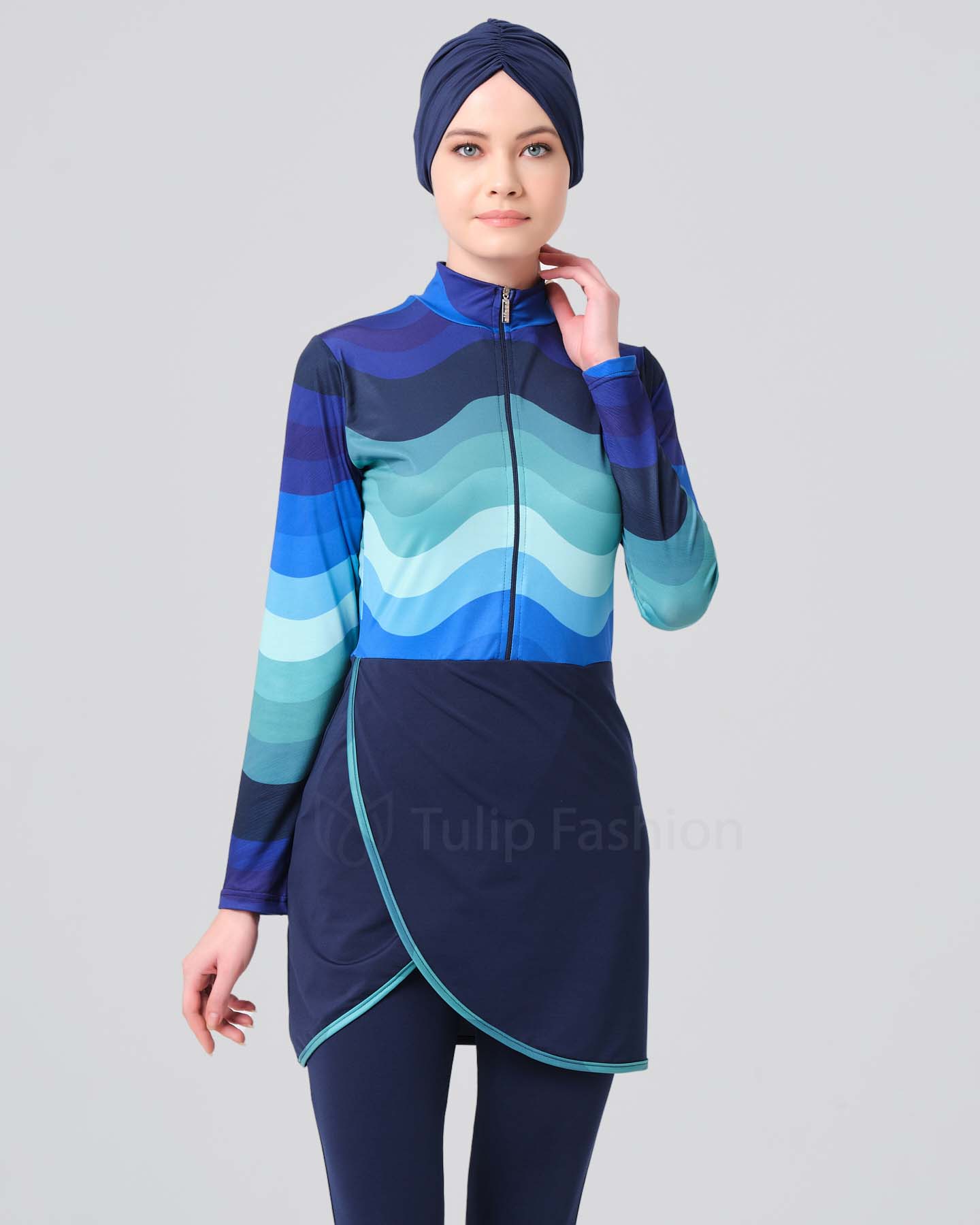 Muslim Swimsuit with hijab - Midnight Blue - 2