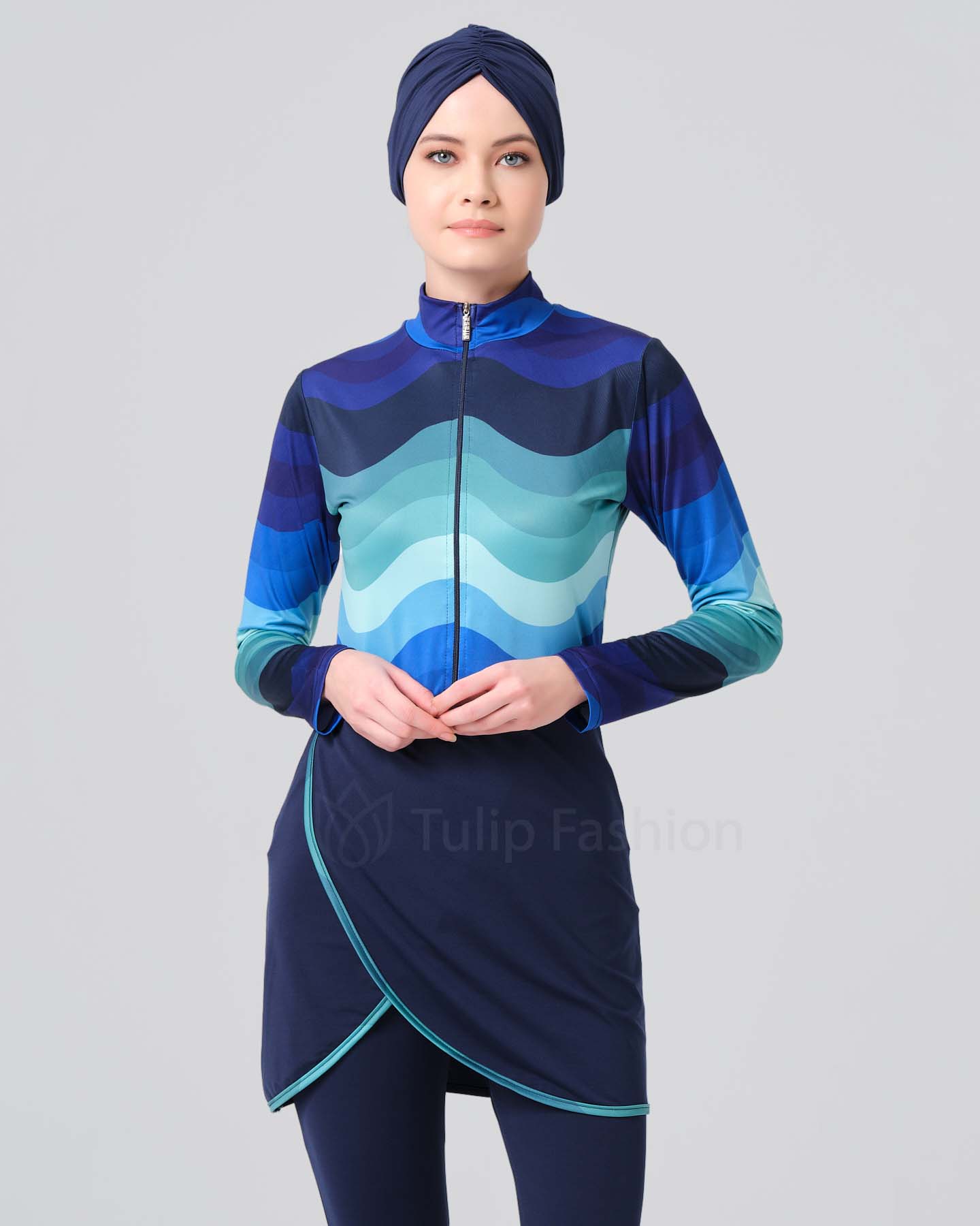 Muslim Swimsuit with hijab - Midnight Blue - 3