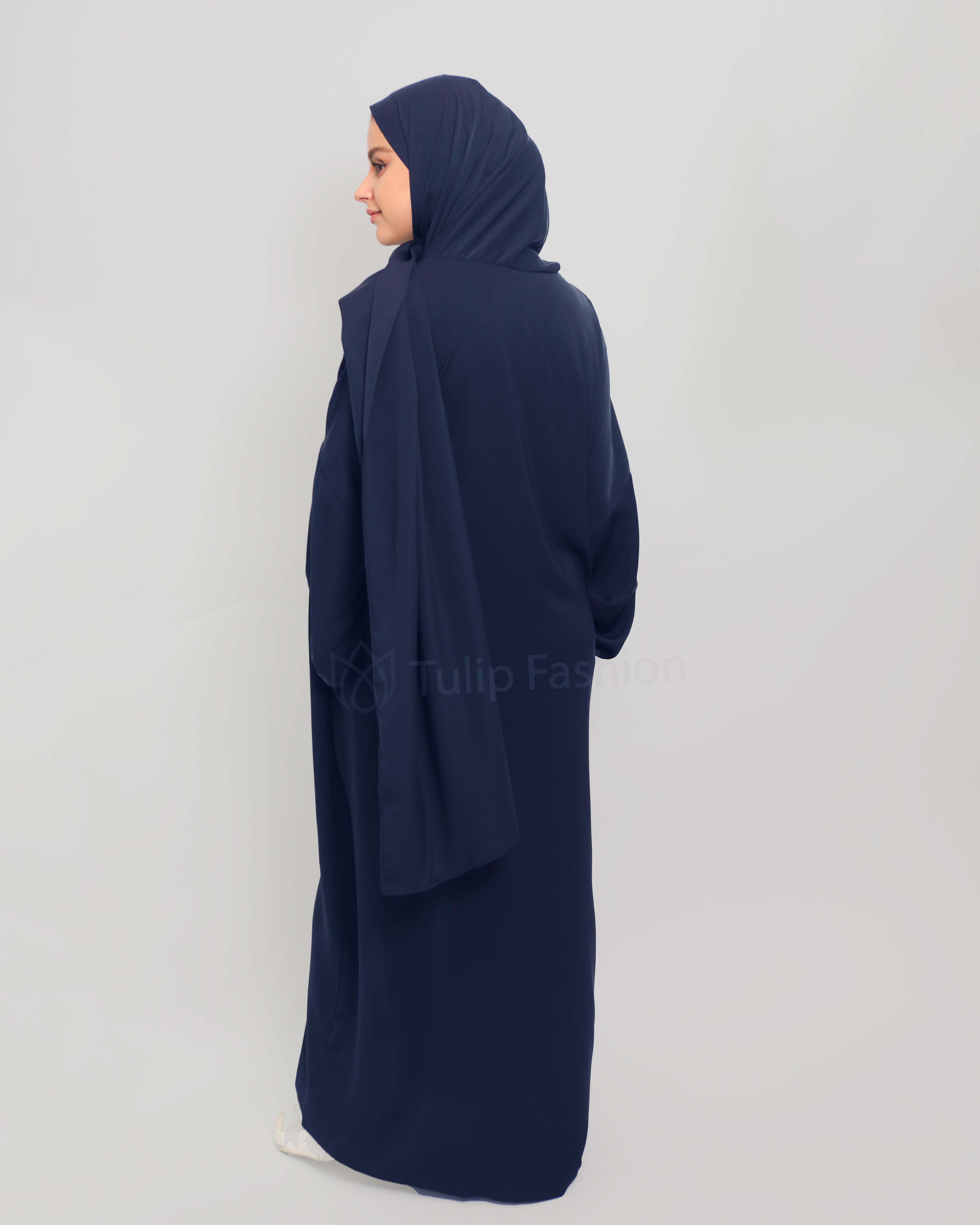 Abaya with attached Hijab - Midnight Blue - 4