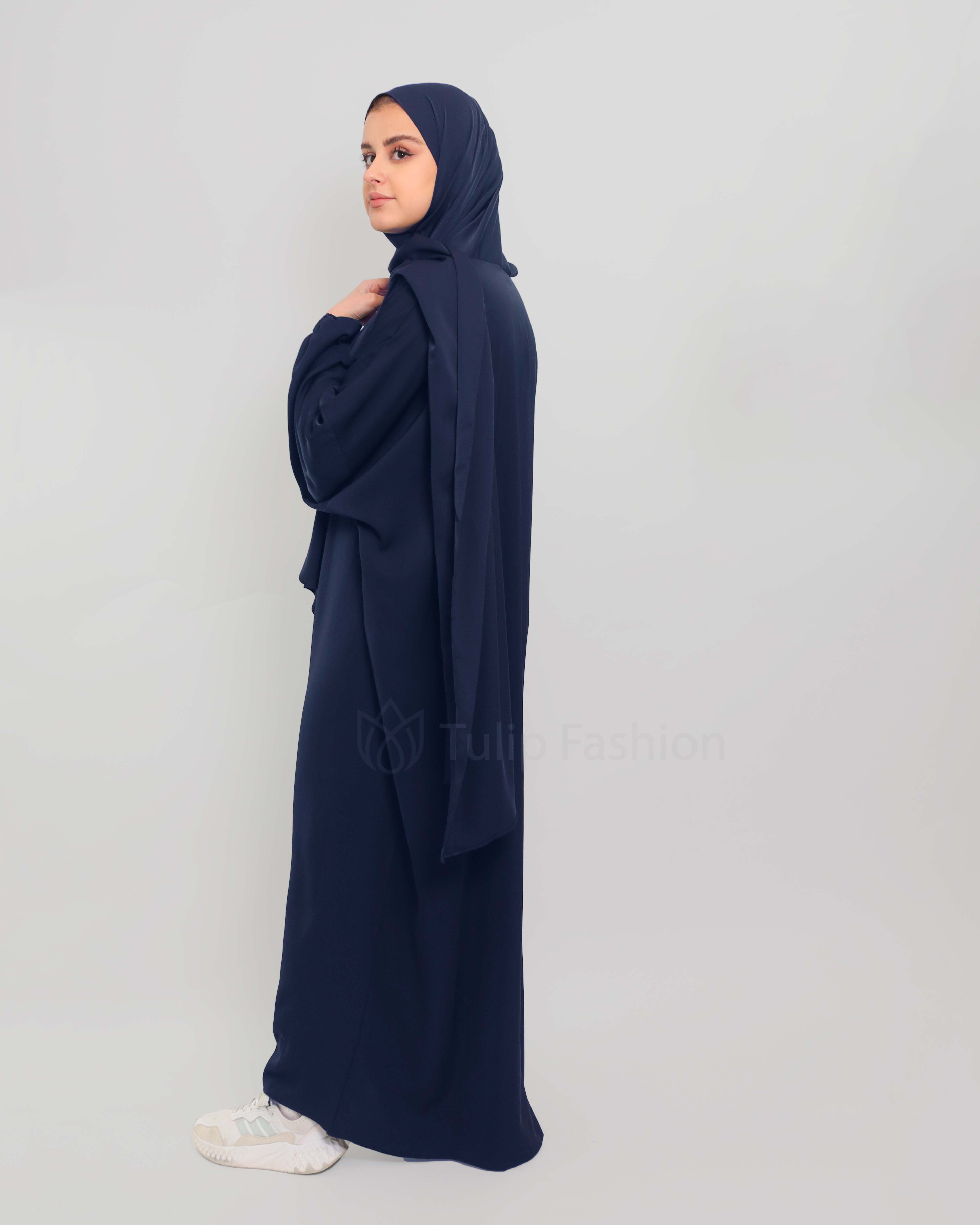 Abaya with attached Hijab - Midnight Blue - 2
