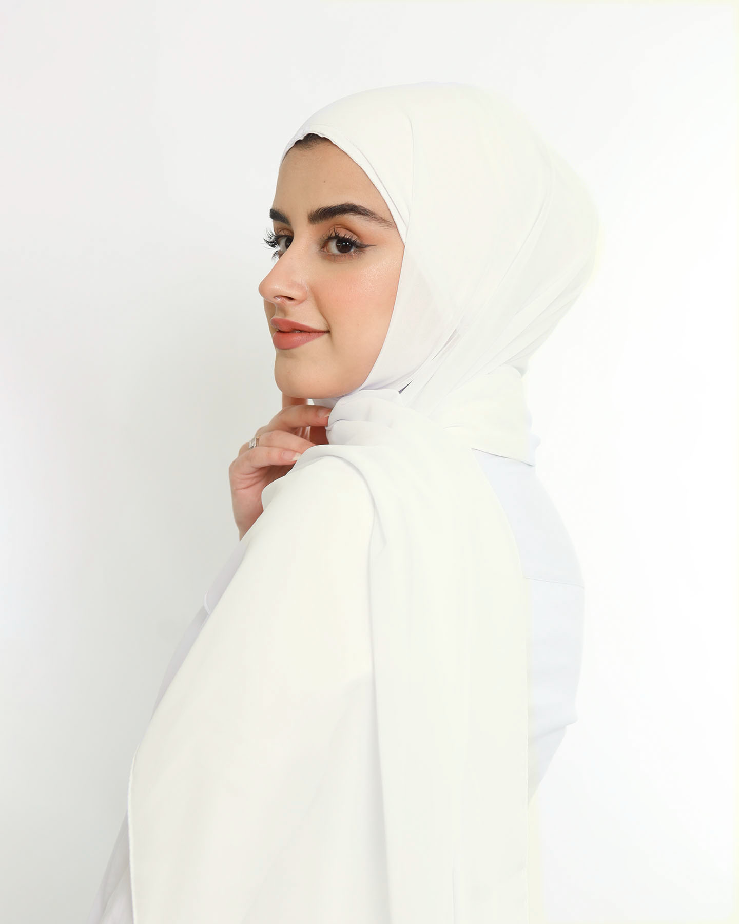Hijab - Instant Chiffon With Cap - Off-White - 2