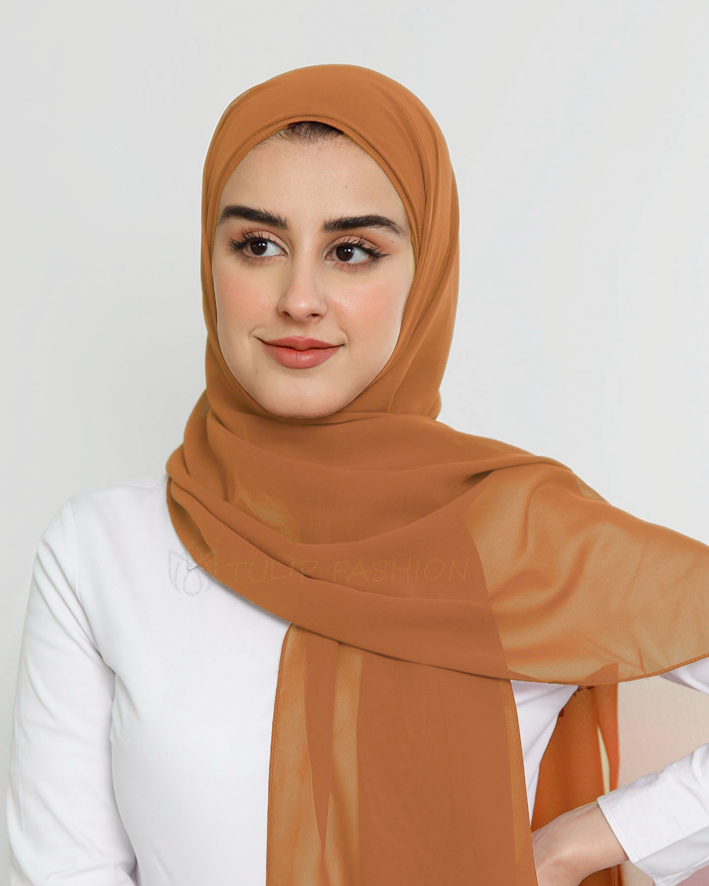 Hijab - Instant Chiffon With Cap - Orange