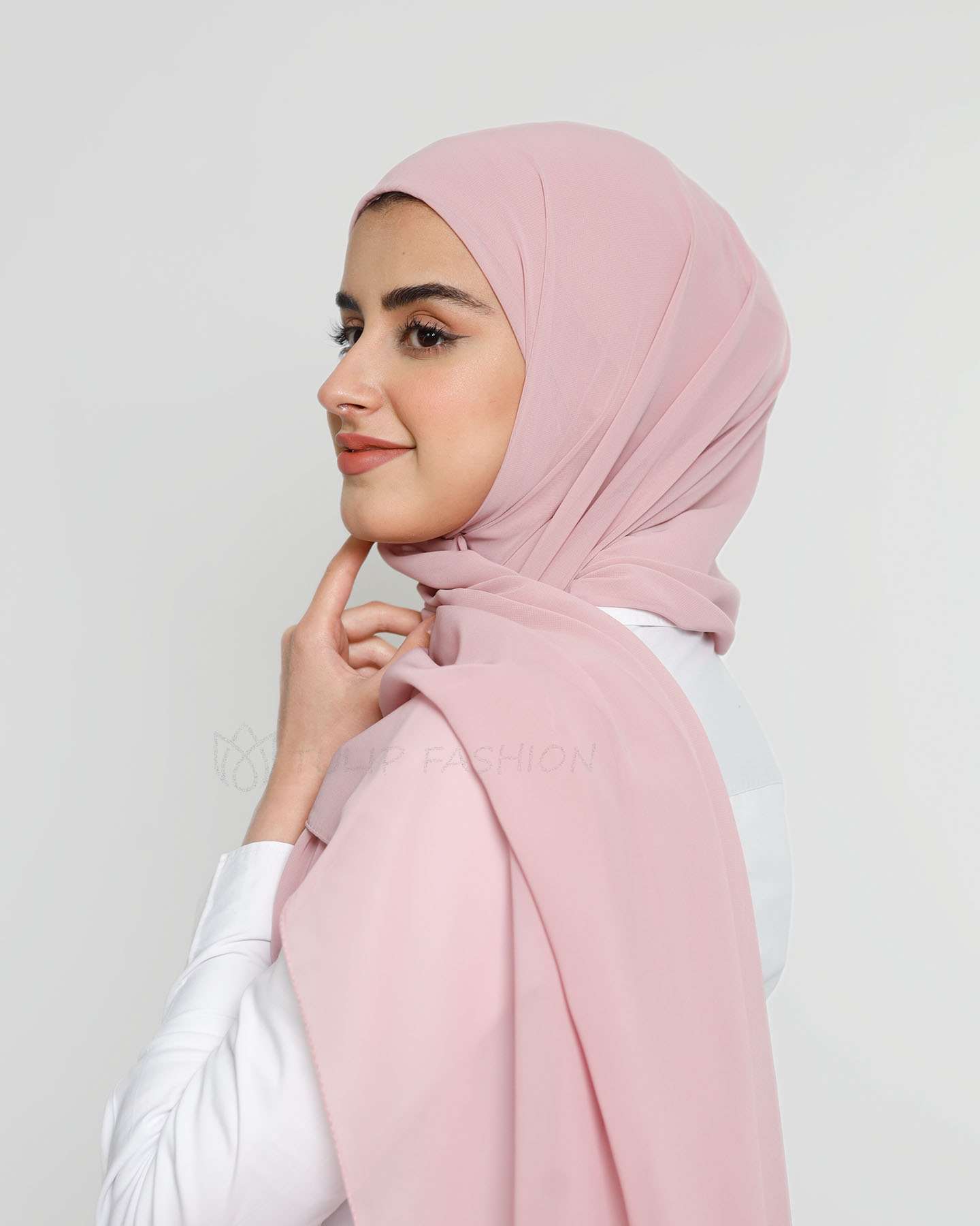 Hijab - Instant Chiffon With Cap - Powder Pink - 2