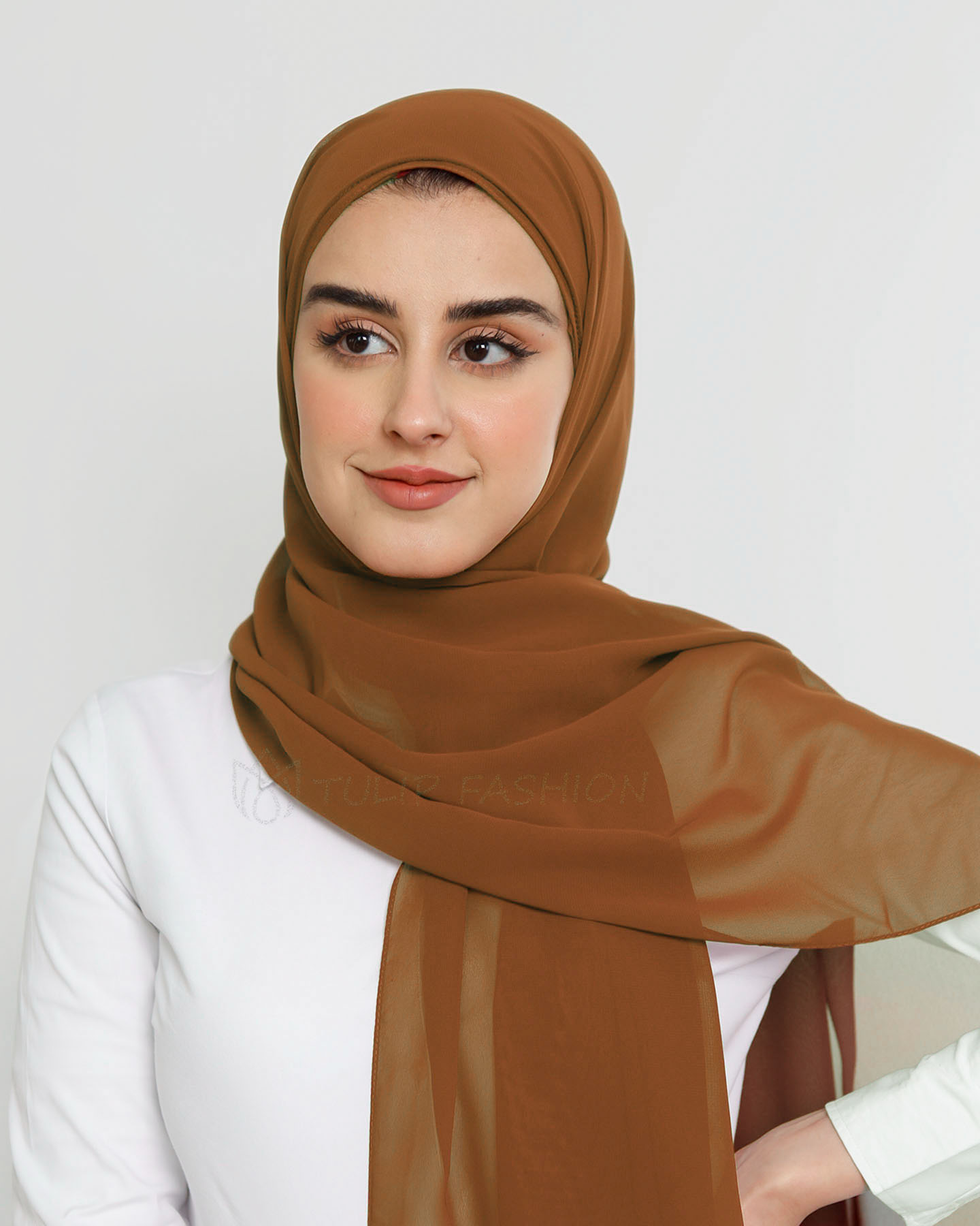 Hijab - Instant Chiffon With Cap - Tawny Brown