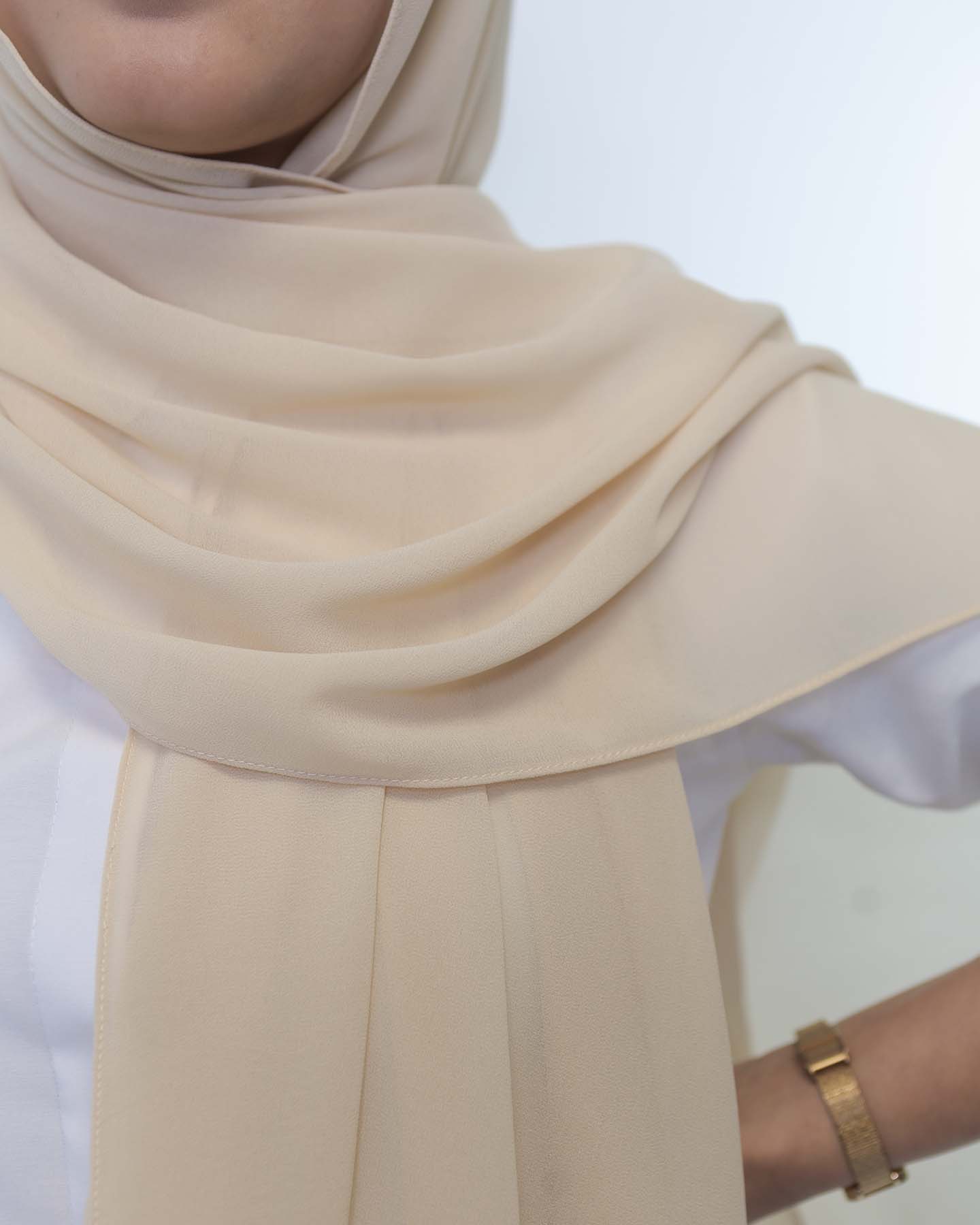 Premium Chiffon Hijab - Beige - 3