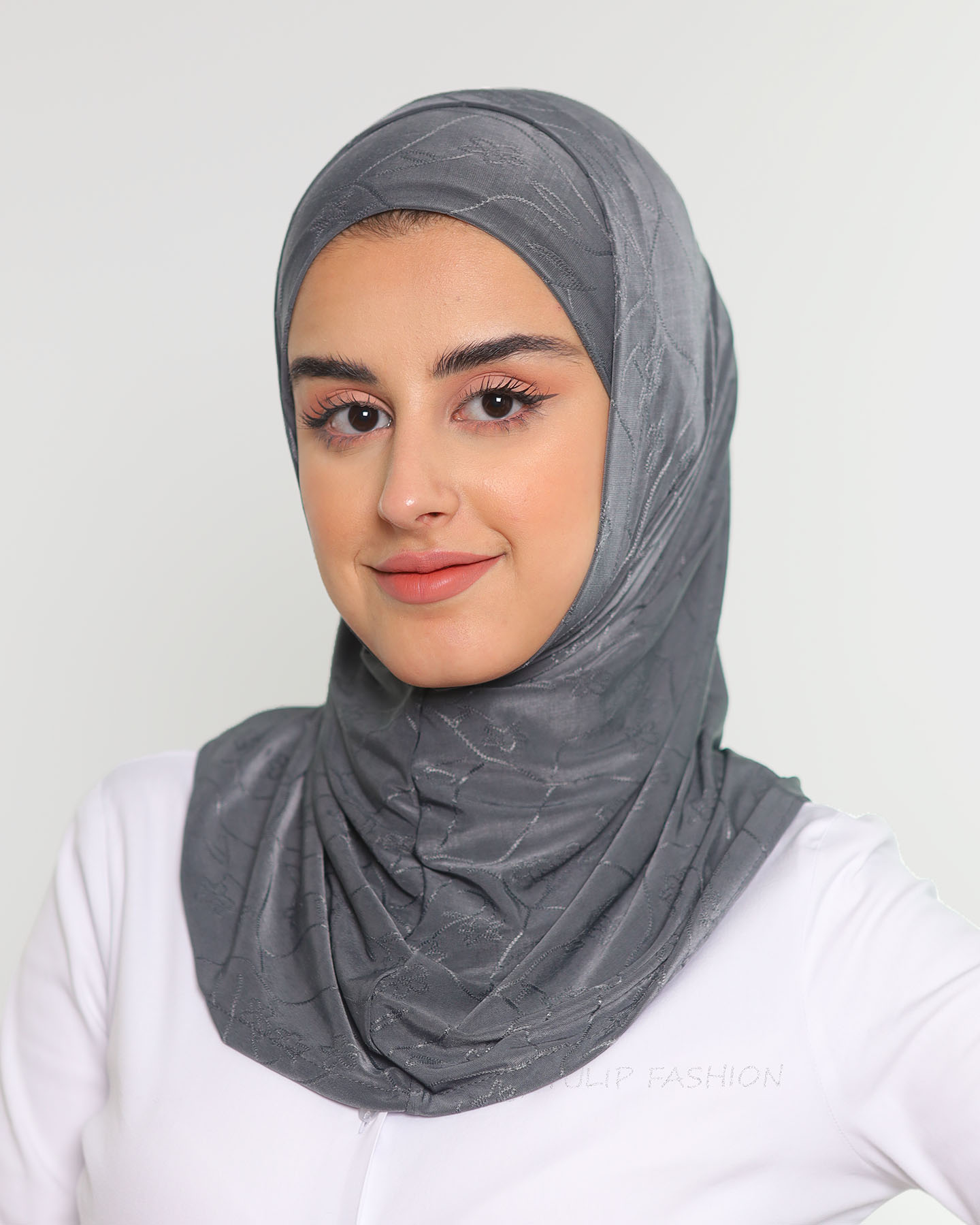 Hijab Al Amira Dekorerad Lycra - Dark Gray