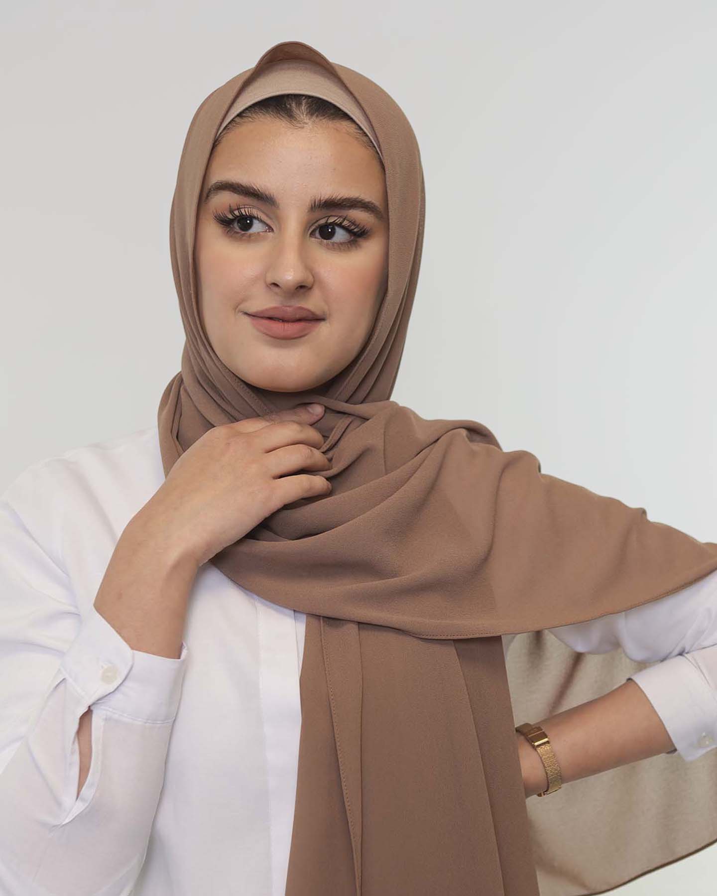 Premium Chiffon Hijab - Hazel Brown