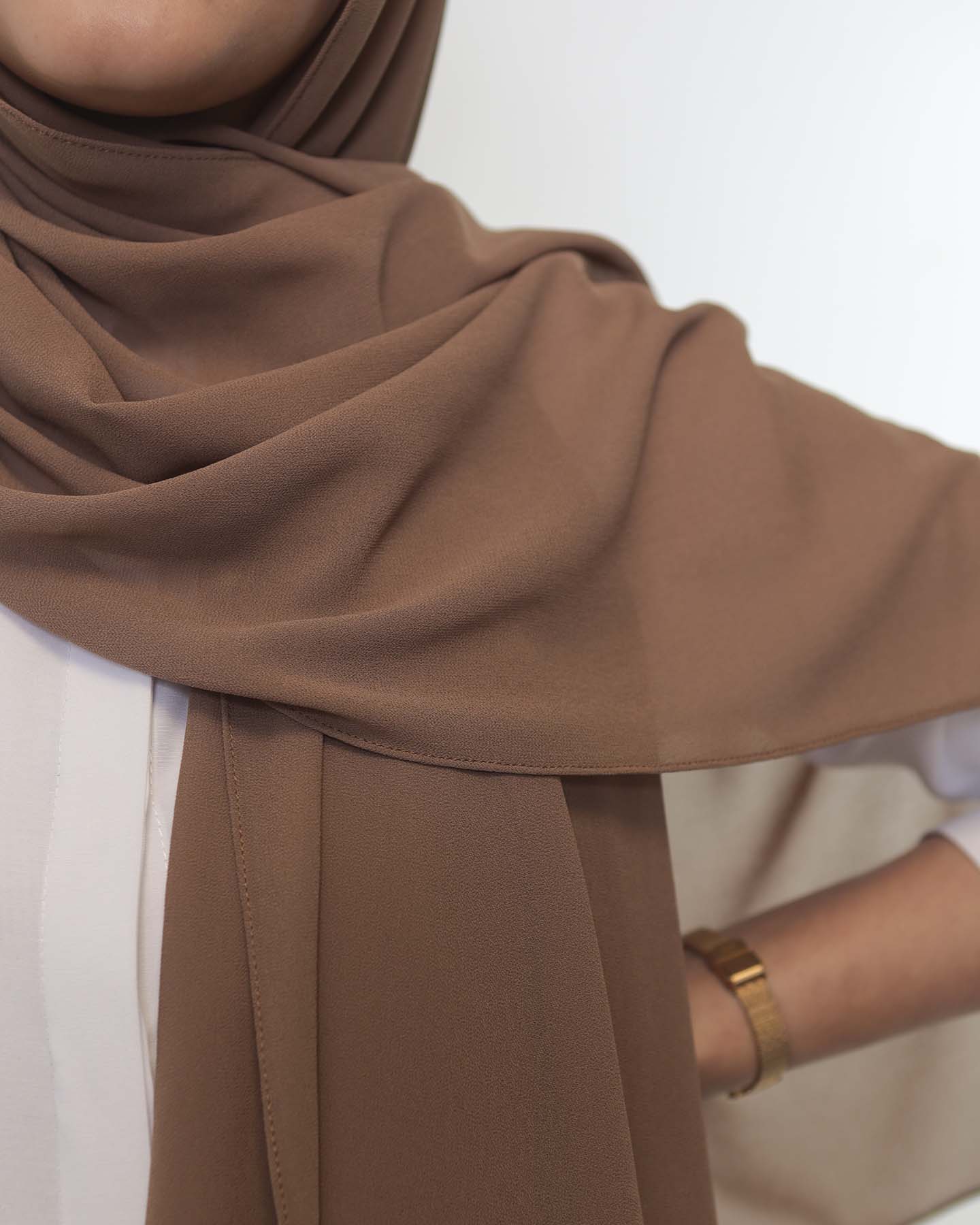 Premium Chiffon Hijab - Hassel Brun - 3