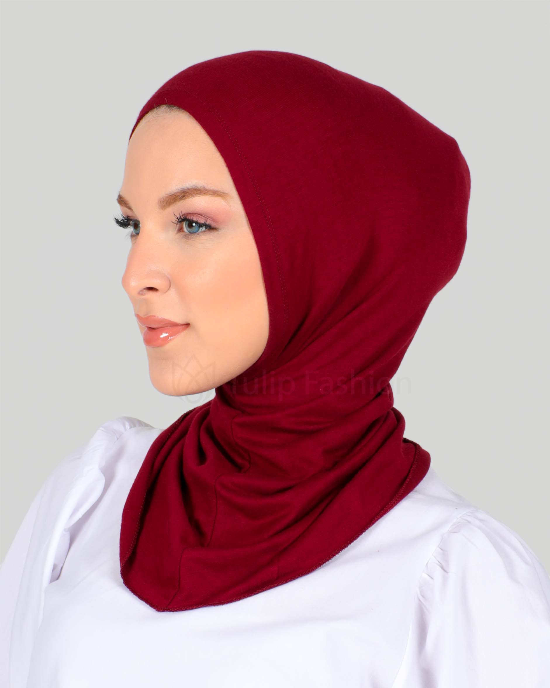 Hijab - Stretch Jersey One Piece - Maroon - 2