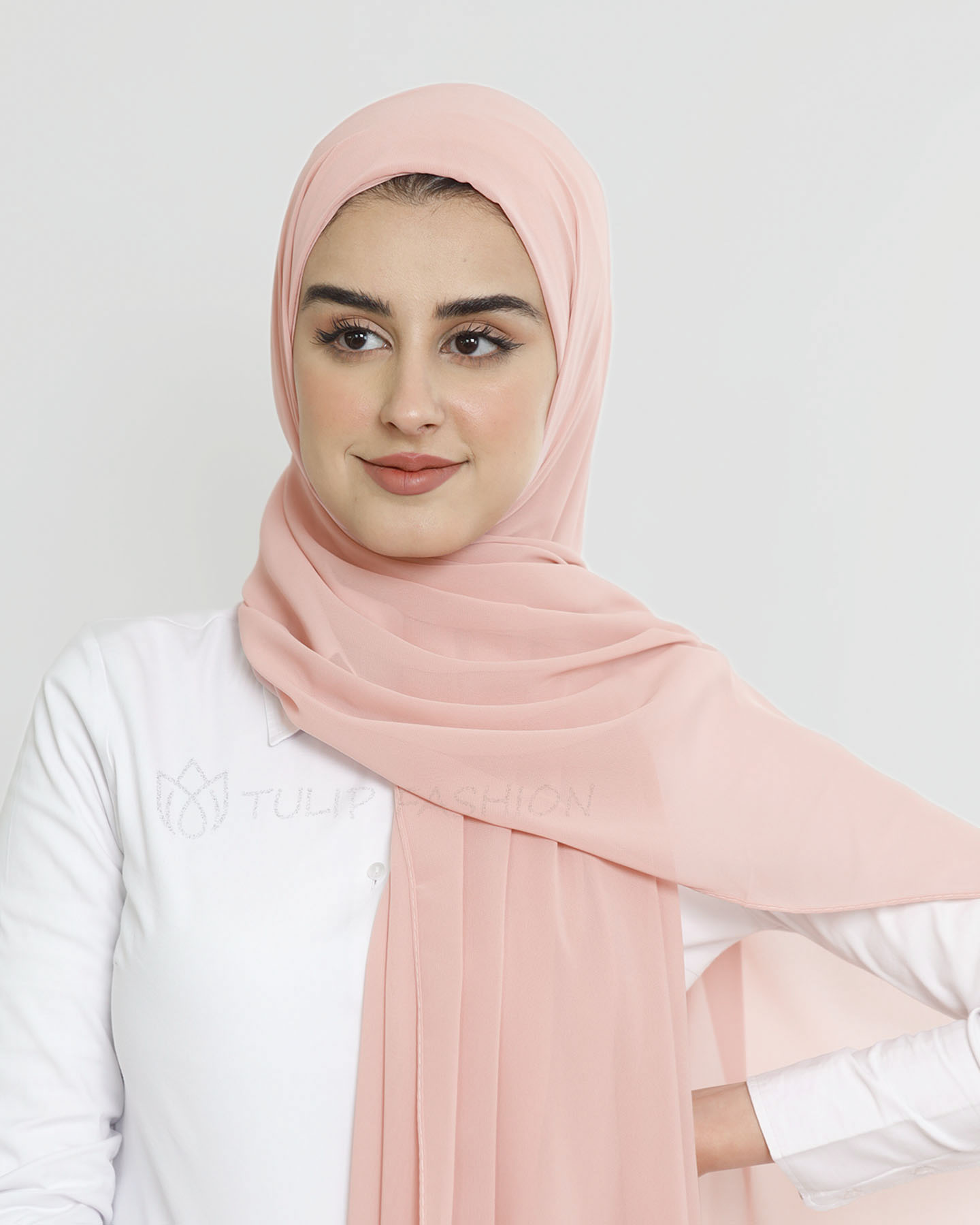 Hijab - Instant Chiffon With Cap - Light Rose
