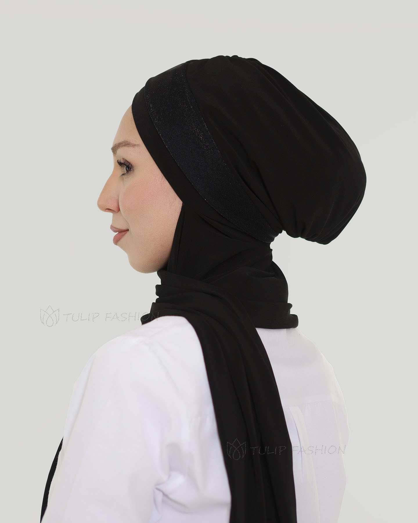 Turban with shawl - Tamara - Black - 2