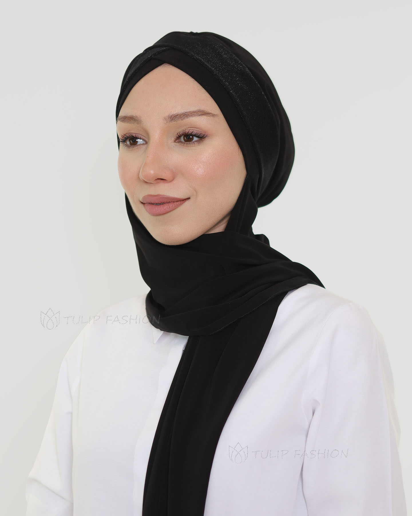 Turban with shawl - Tamara - Black