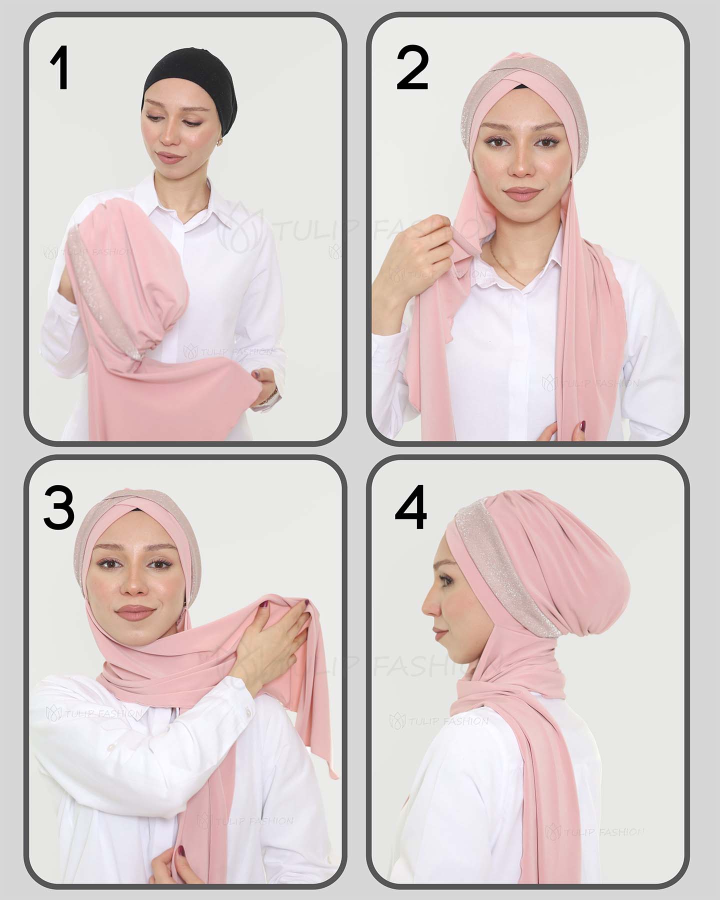 Turban with shawl - Tamara - Black - 3