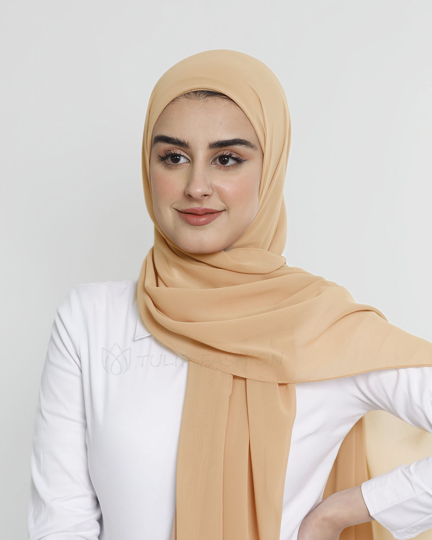 Hijab - Instant Chiffon With Cap - Camel Beige