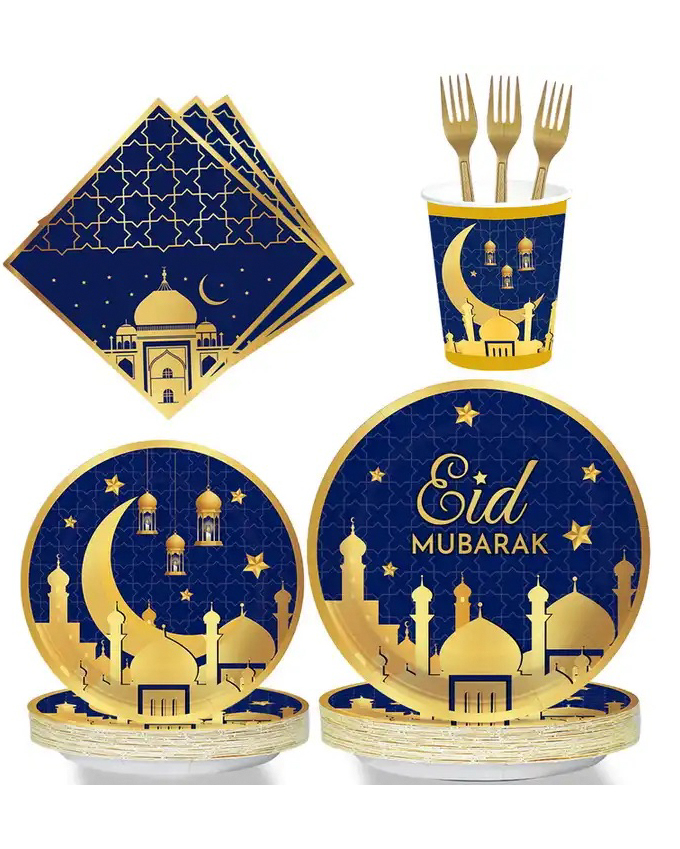 Ramadan Decoration - Engångsservis set - 48 pcs - Blue