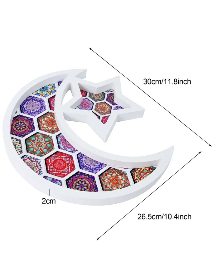 Ramadan Decoration - Tray - Wooden Hilal - 5