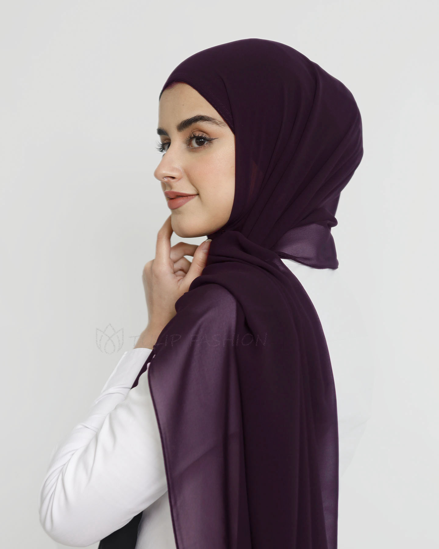 Hijab - Instant Chiffon With Cap - Purple Jam - 2