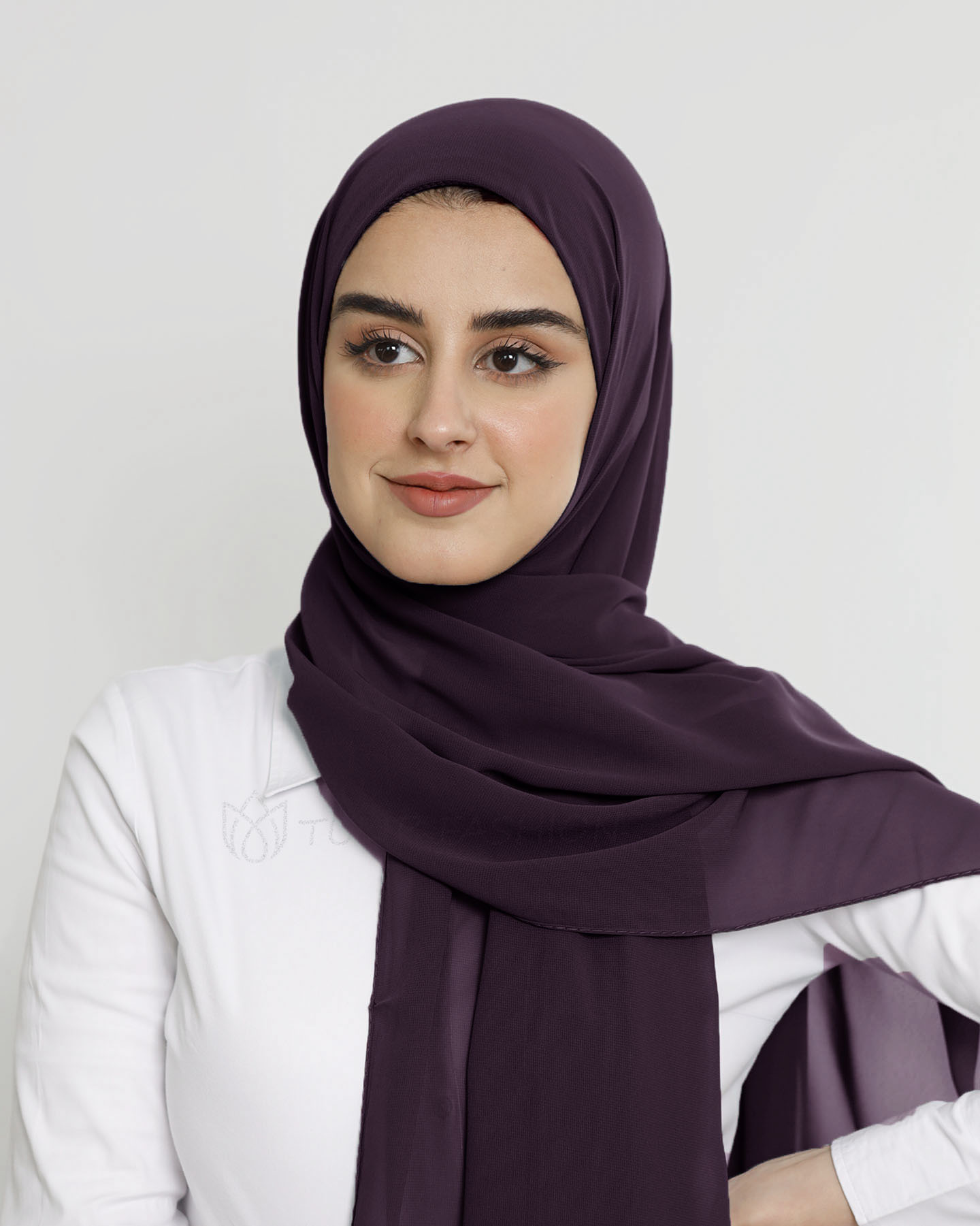 Hijab - Instant Chiffon With Cap - Dark Purple