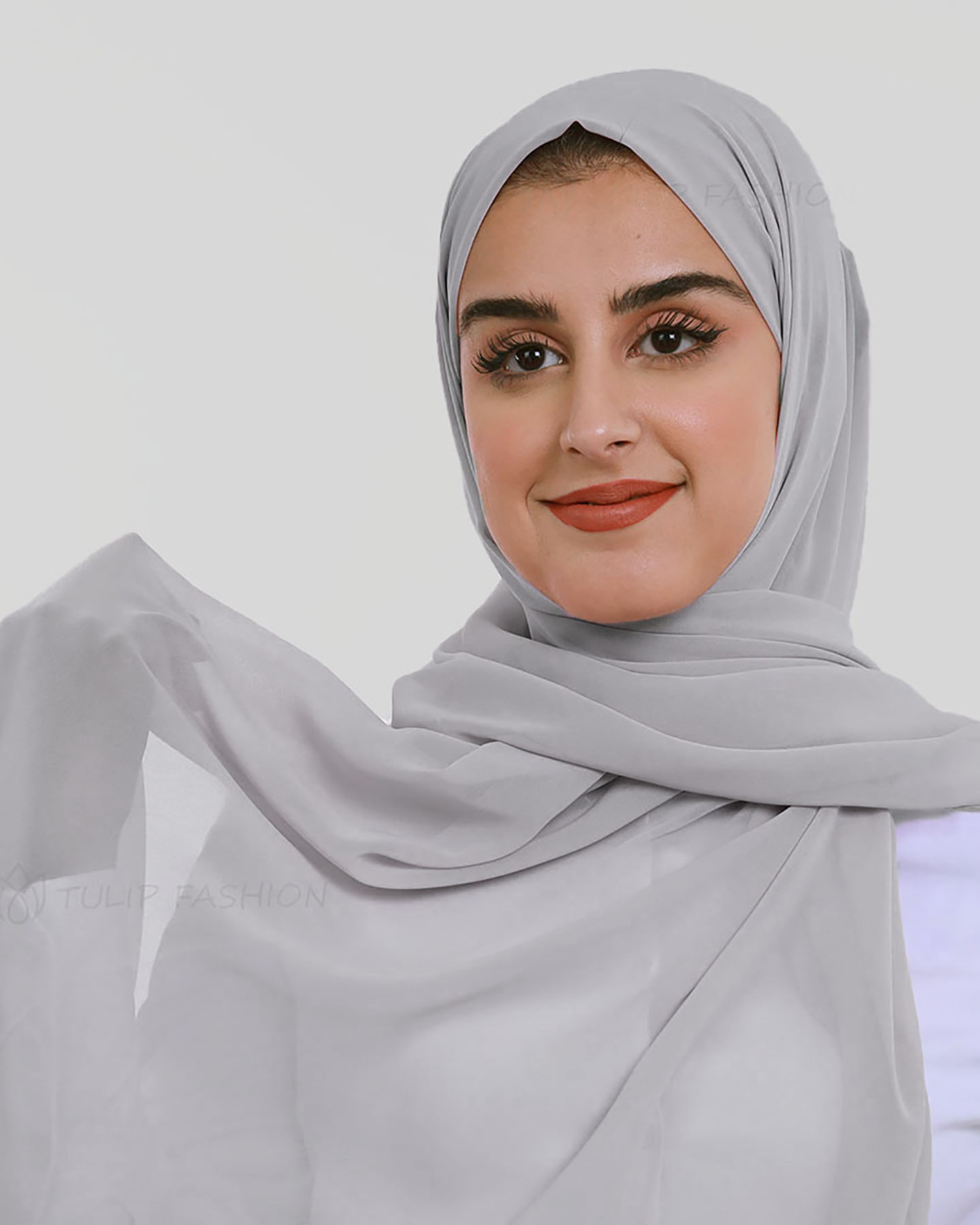 Hijab - Chiffon - Ljusgrå