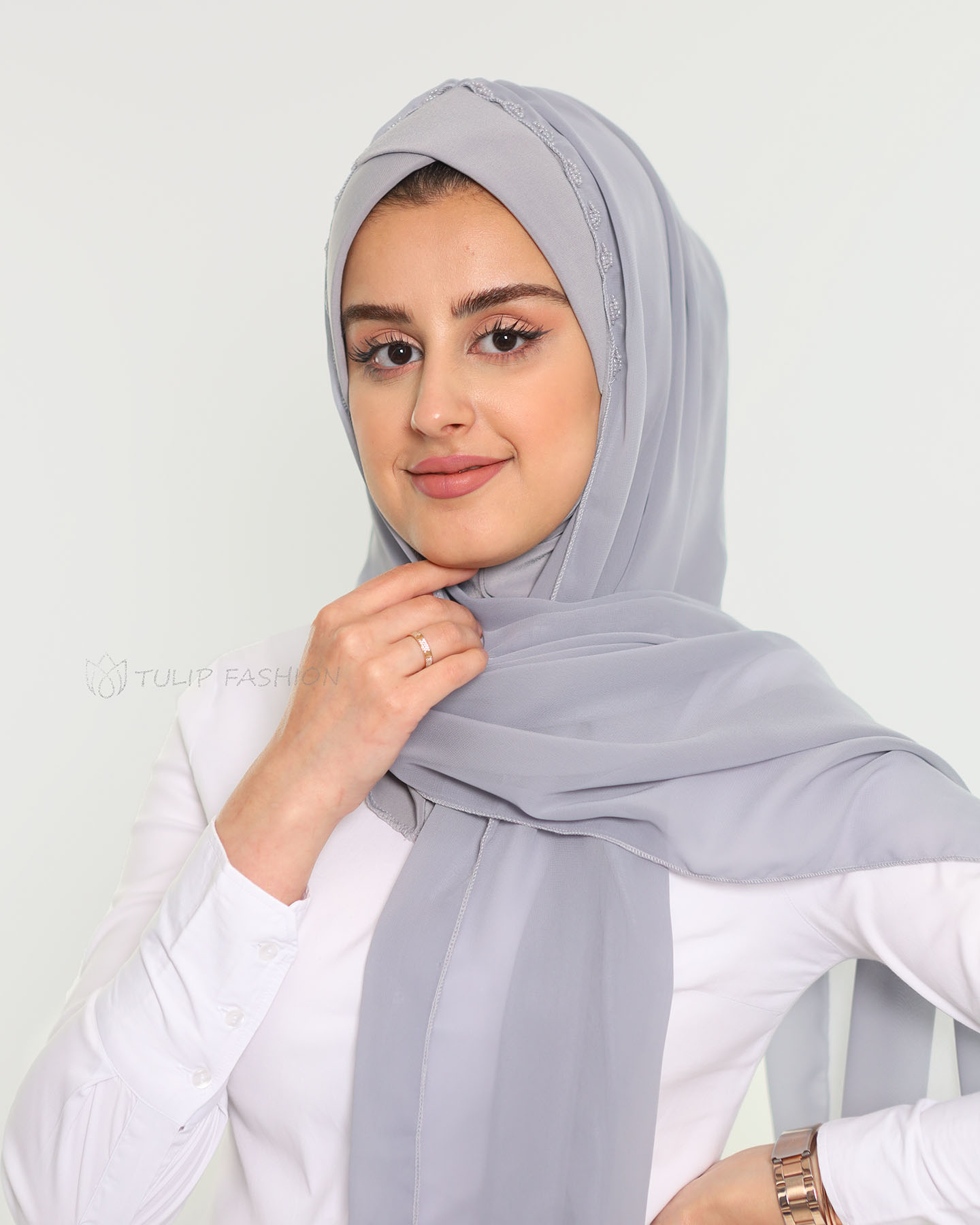 Hijab - Instant Chiffon Lamar - Light Gray - 2