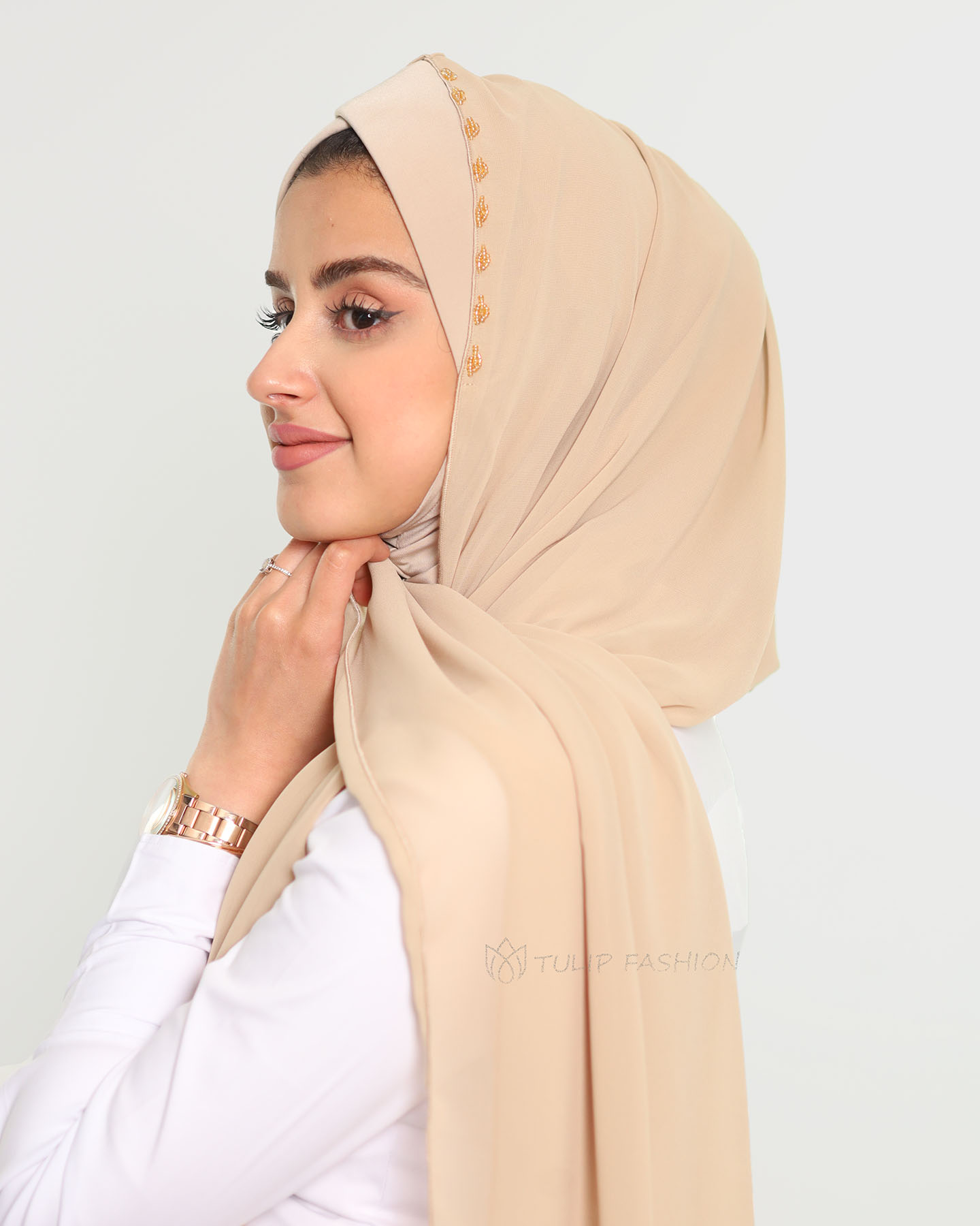 Hijab - Instant Chiffon Lamar - Beige - 3
