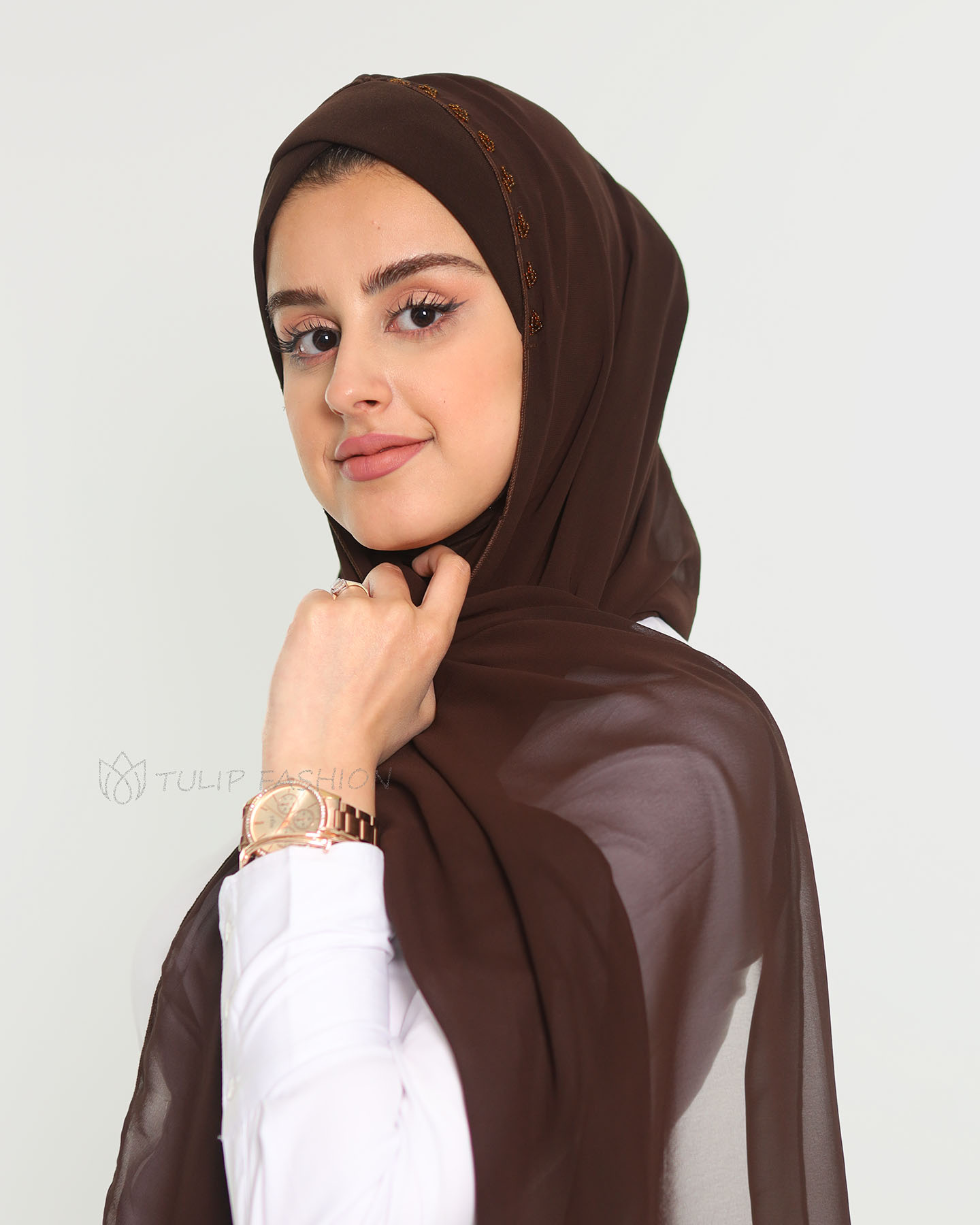 Hijab - Instant Chiffon Lamar - Dark Brown - 2