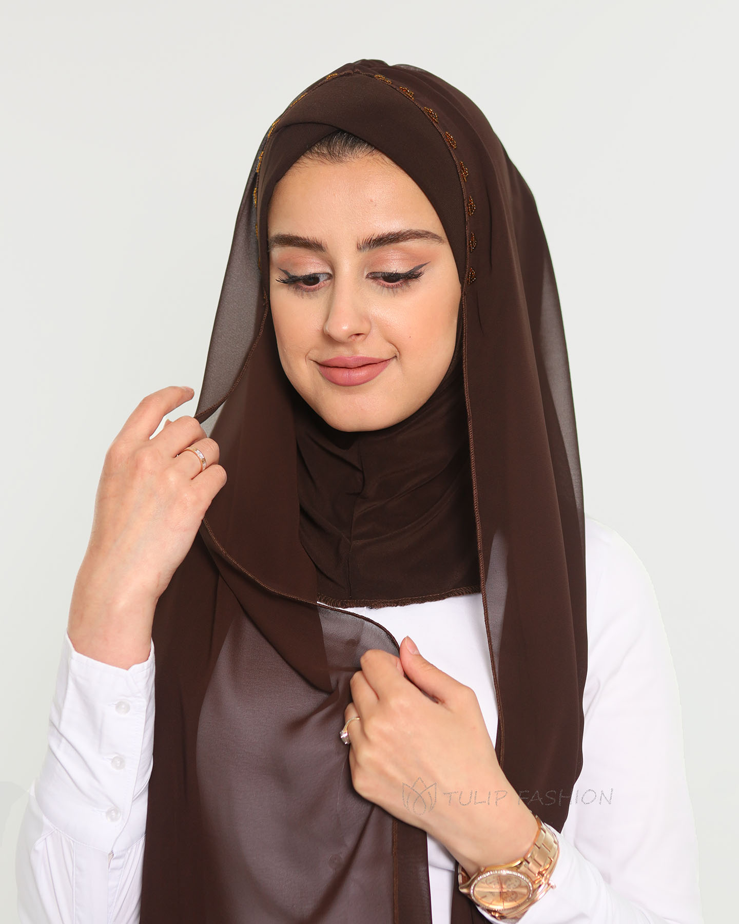Hijab - Instant Chiffon Lamar - Dark Brown