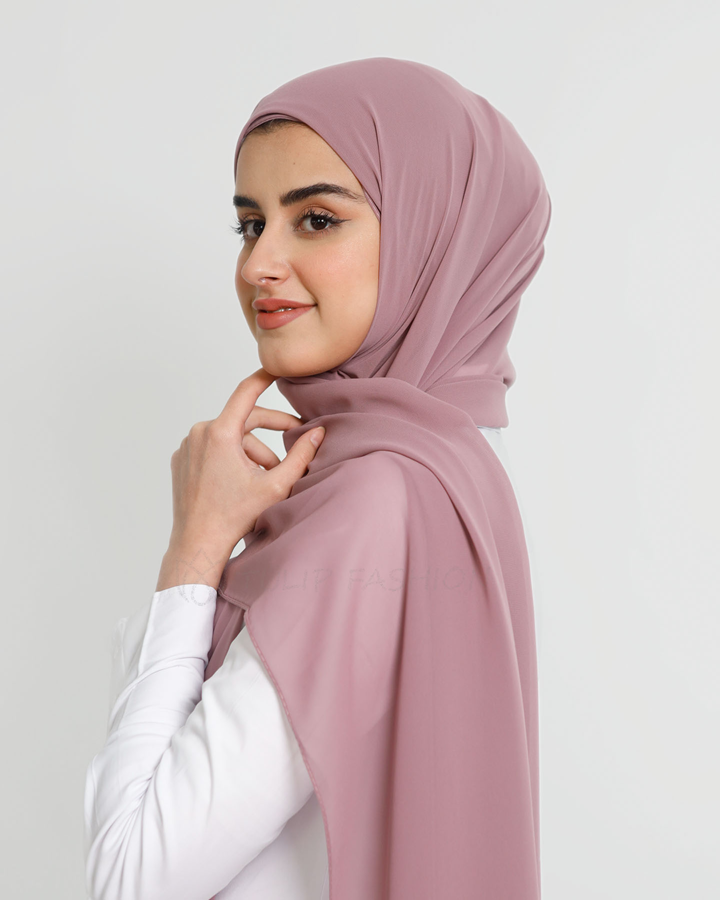 Hijab - Instant Chiffon With Cap - Mauve - 2