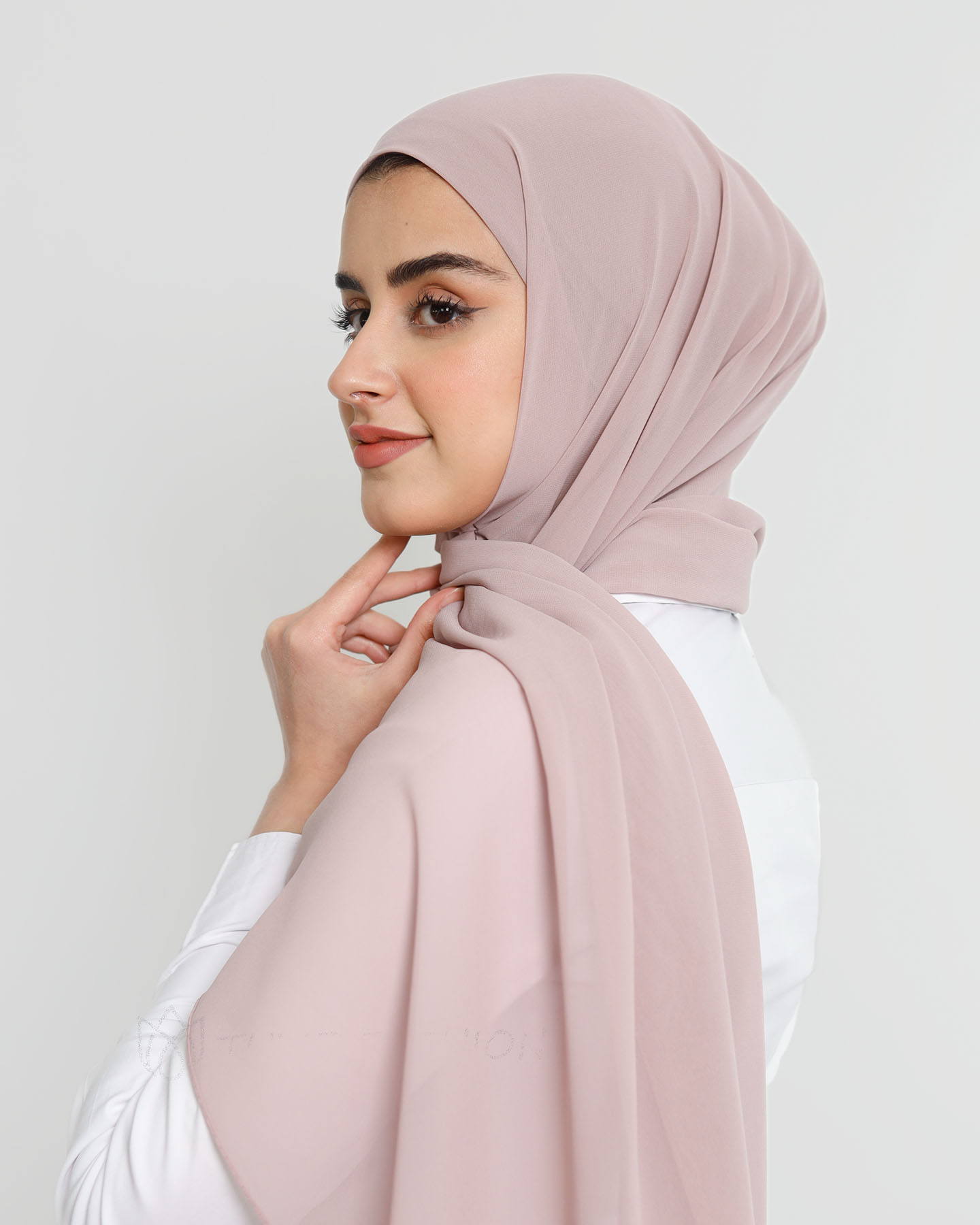 Hijab - Instant Chiffon With Cap - Light Mauve - 2
