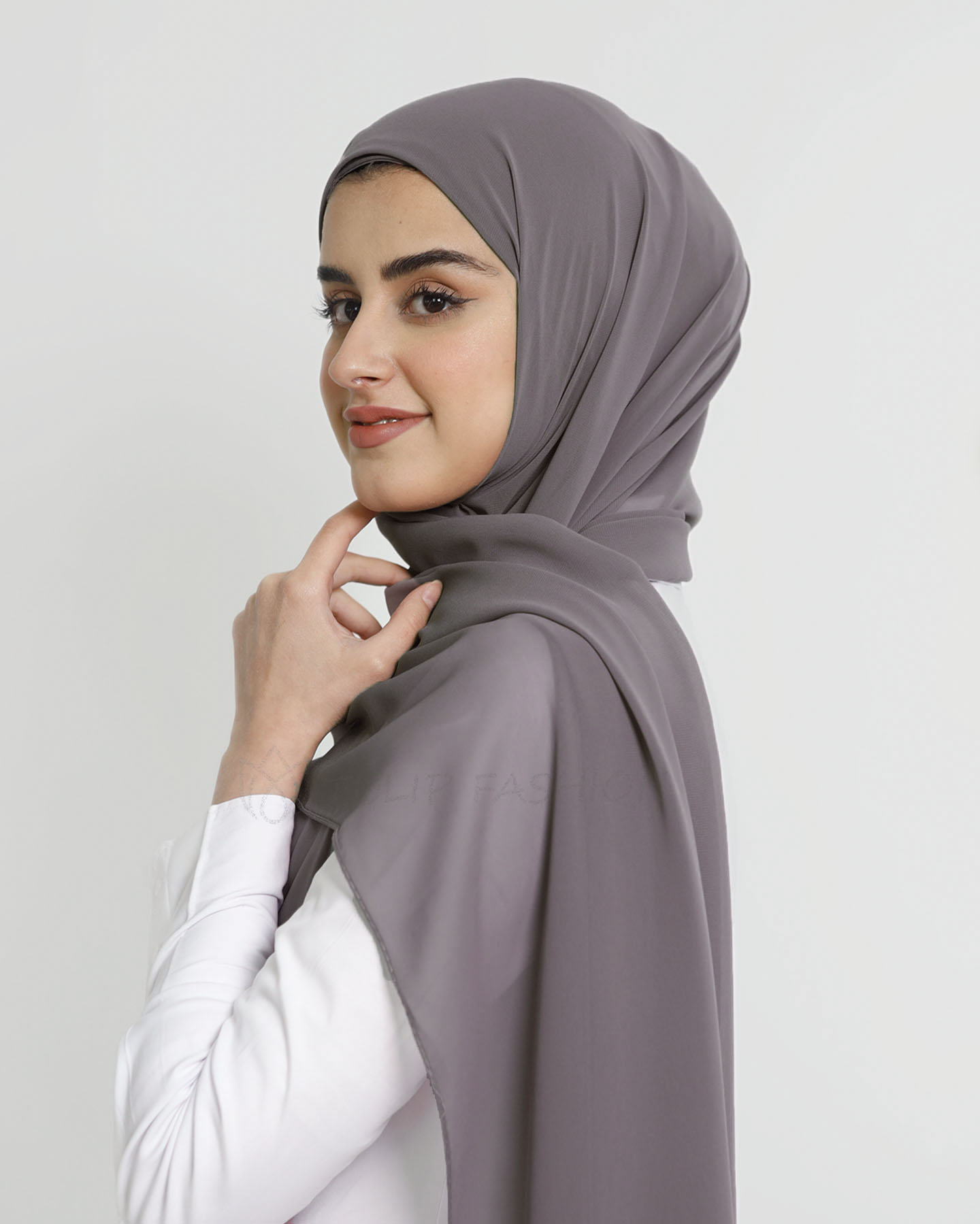 Hijab - Instant Chiffon With Cap - Dark Mauve - 2