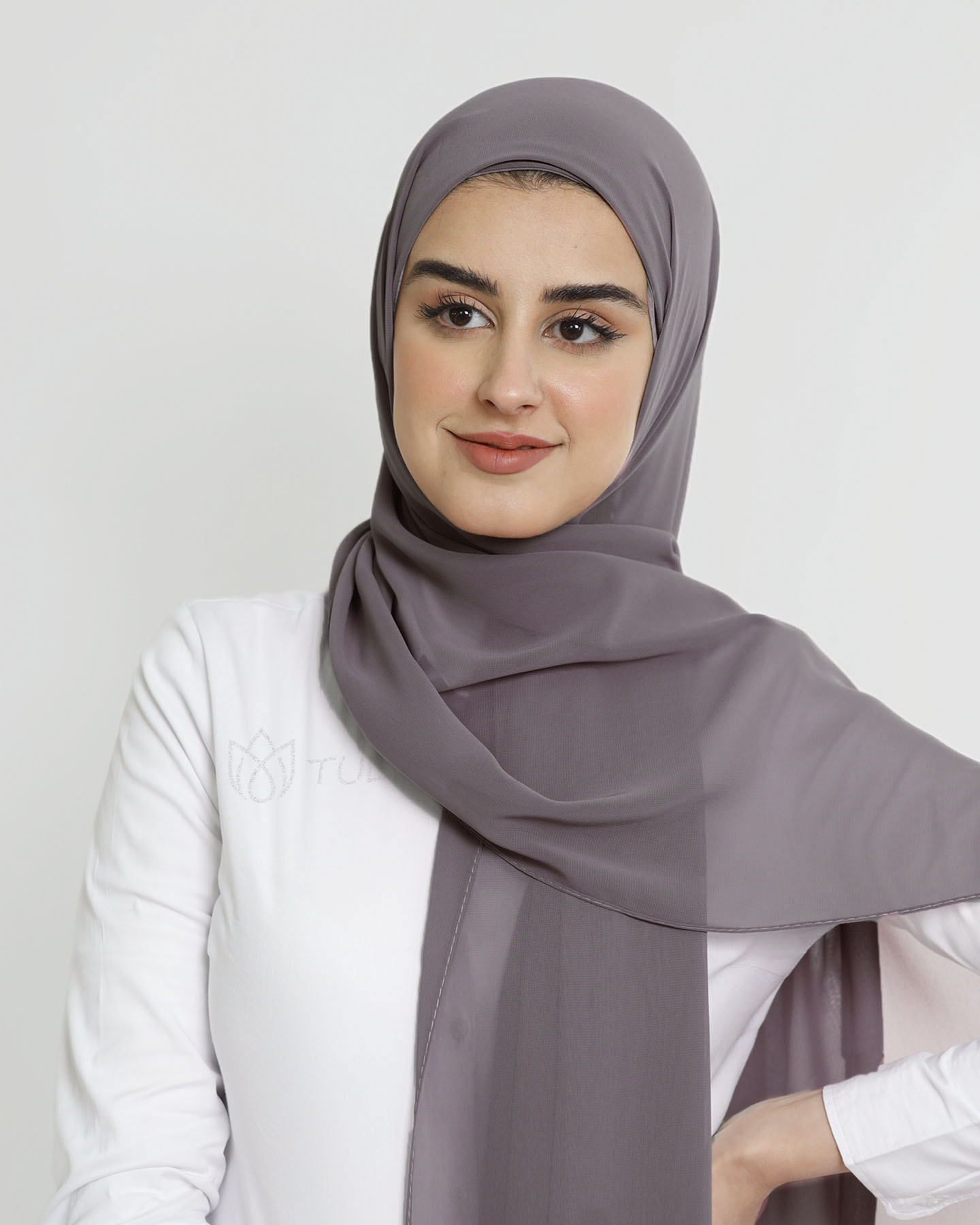 Hijab - Instant Chiffon With Cap - Dark Mauve